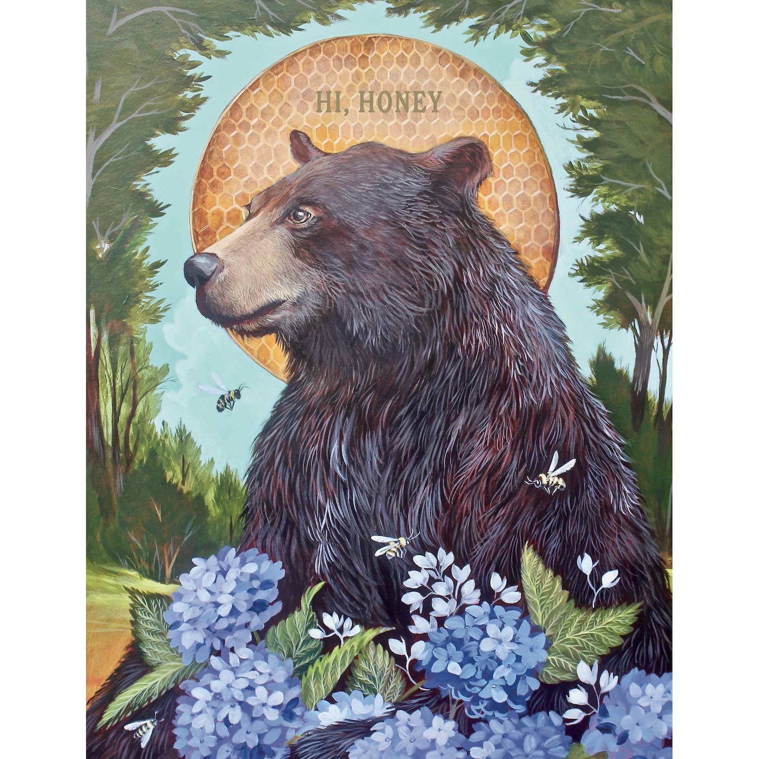 Hester Cook Honey Bear Greeting Card - Cute Bear Design Stationery for Birthdays, Thank You, and Special Occasions | Perfect for Gifts, Invitations, and Handwritten Notes