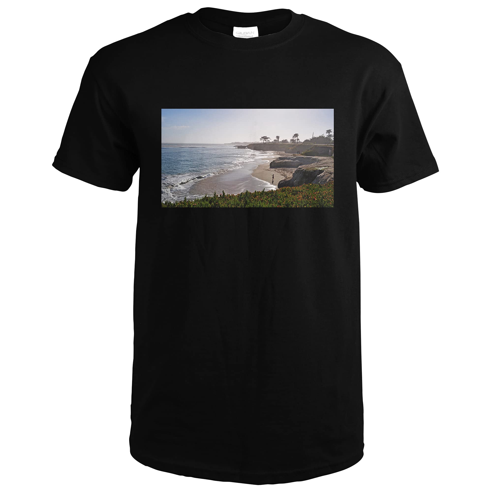 Santa Cruz California Cliff View Premium T-Shirt | Scenic Photography A-92976 | Beach Sunset Casual Wear & Travel Souvenir