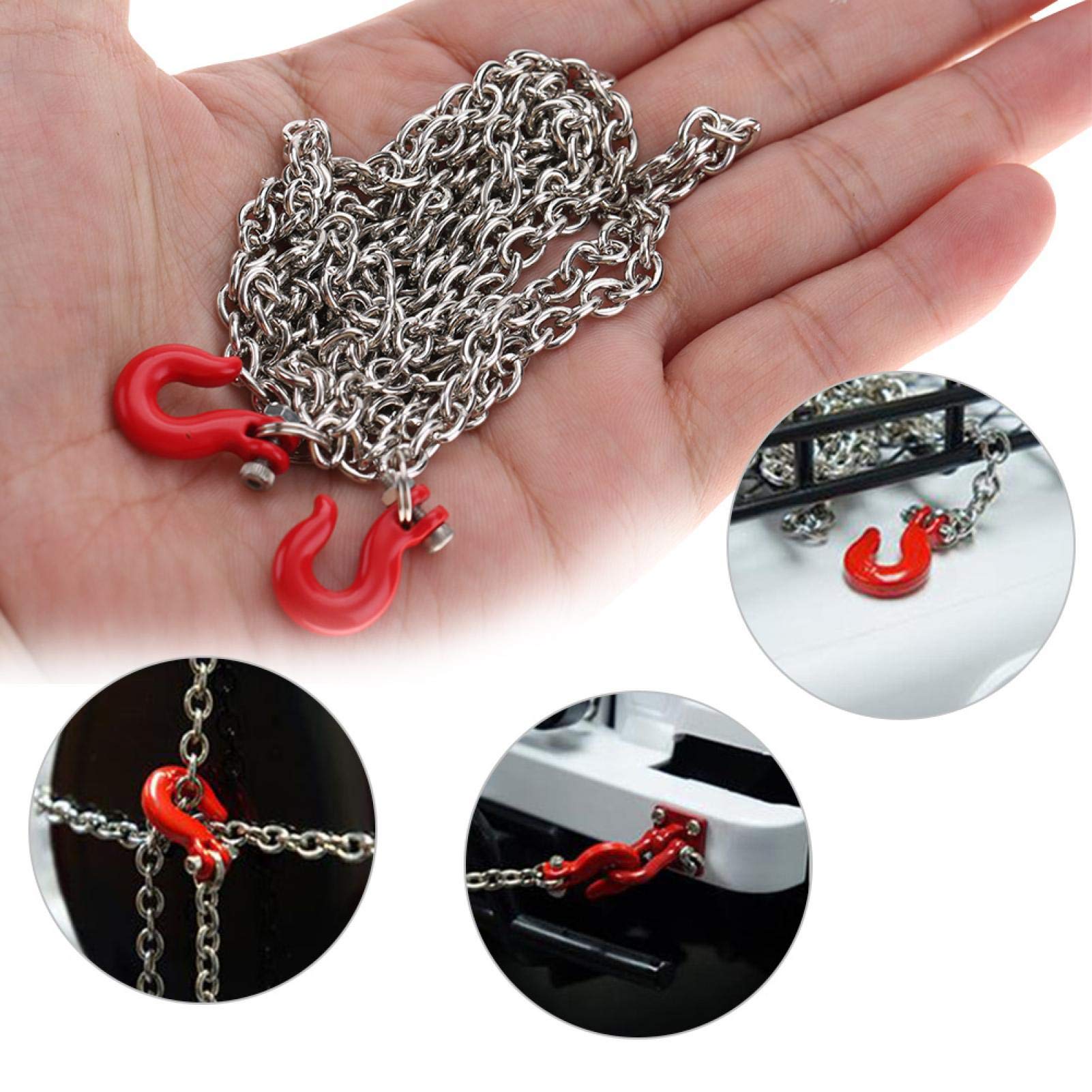 1/10 Scale RC Tow Hook & Tow Chain - Heavy Duty Trailer Accessories for RC Cars, Crawler Trucks - Perfect for Off-Road Recovery & Towing Scenarios