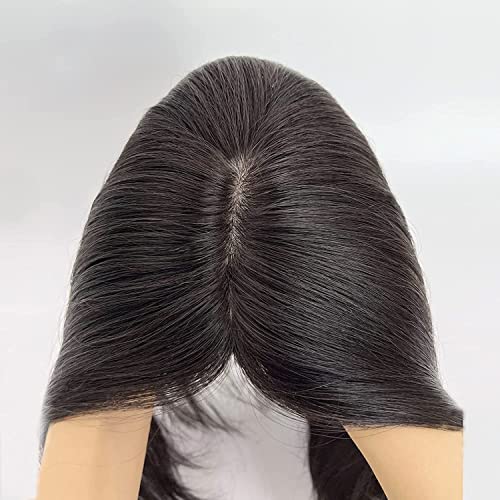 LUSH LOCKS MorningWigs Human Hair Topper for Women - 5x5cm Full Silk Base Straight Hairpiece for Thinning Hair (18