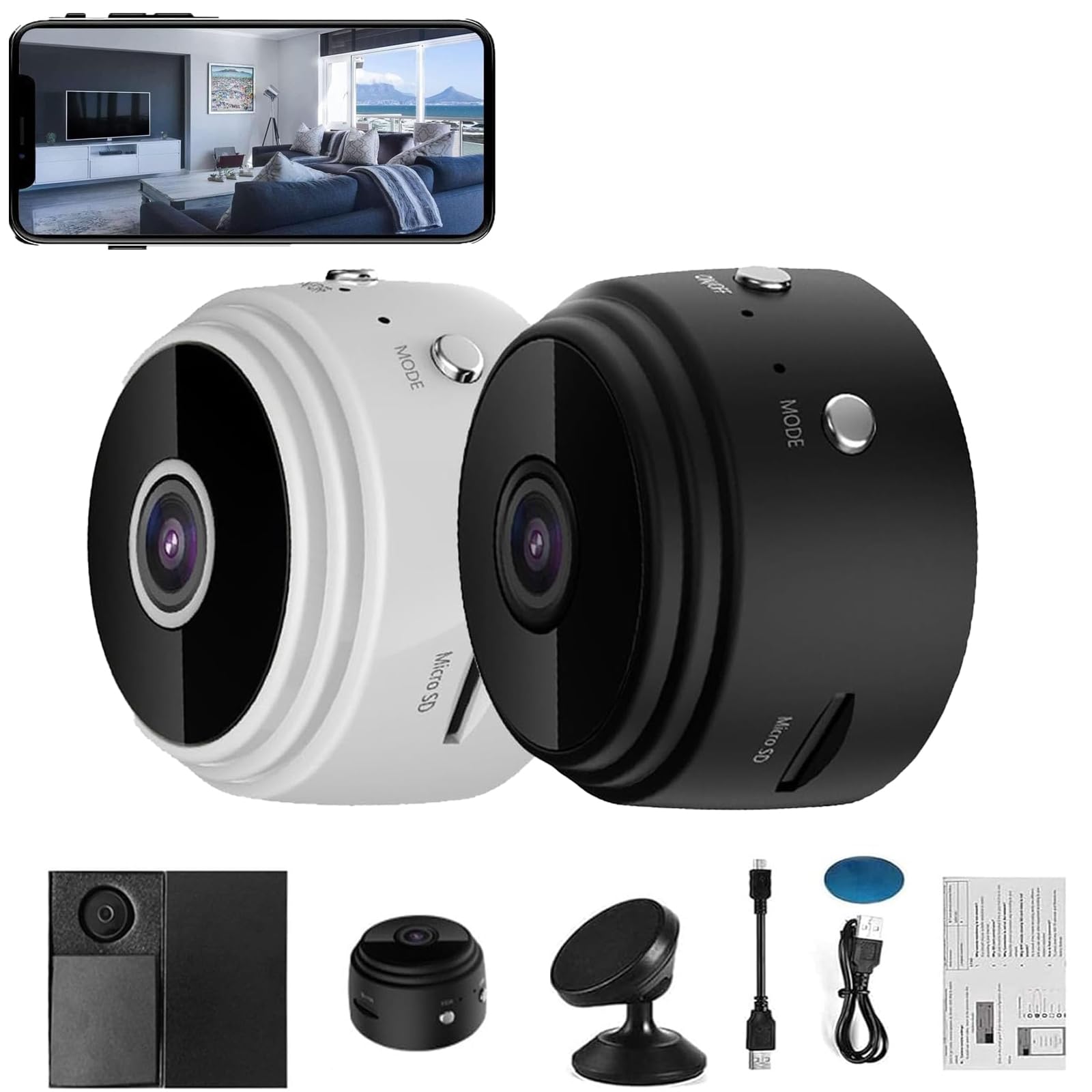 MoliseMeotans Pixielens Pro & Miniguard Security Camera Set (2PCS) - Magnetic Mini Outdoor/Indoor Surveillance Cameras for Home Security - Perfect for Baby Monitoring, Pet Watching & Property Protection