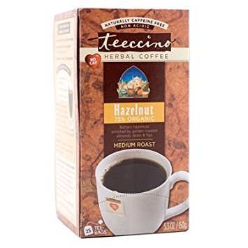 Teeccino Caffeine-Free Herbal Coffee Alternative, Hazelnut Flavor - 10 Tea Bags per Box (12-Pack) | Natural Coffee Substitute for Morning Energy & Relaxation | Perfect for Coffee Lovers Seeking Healthy Lifestyle