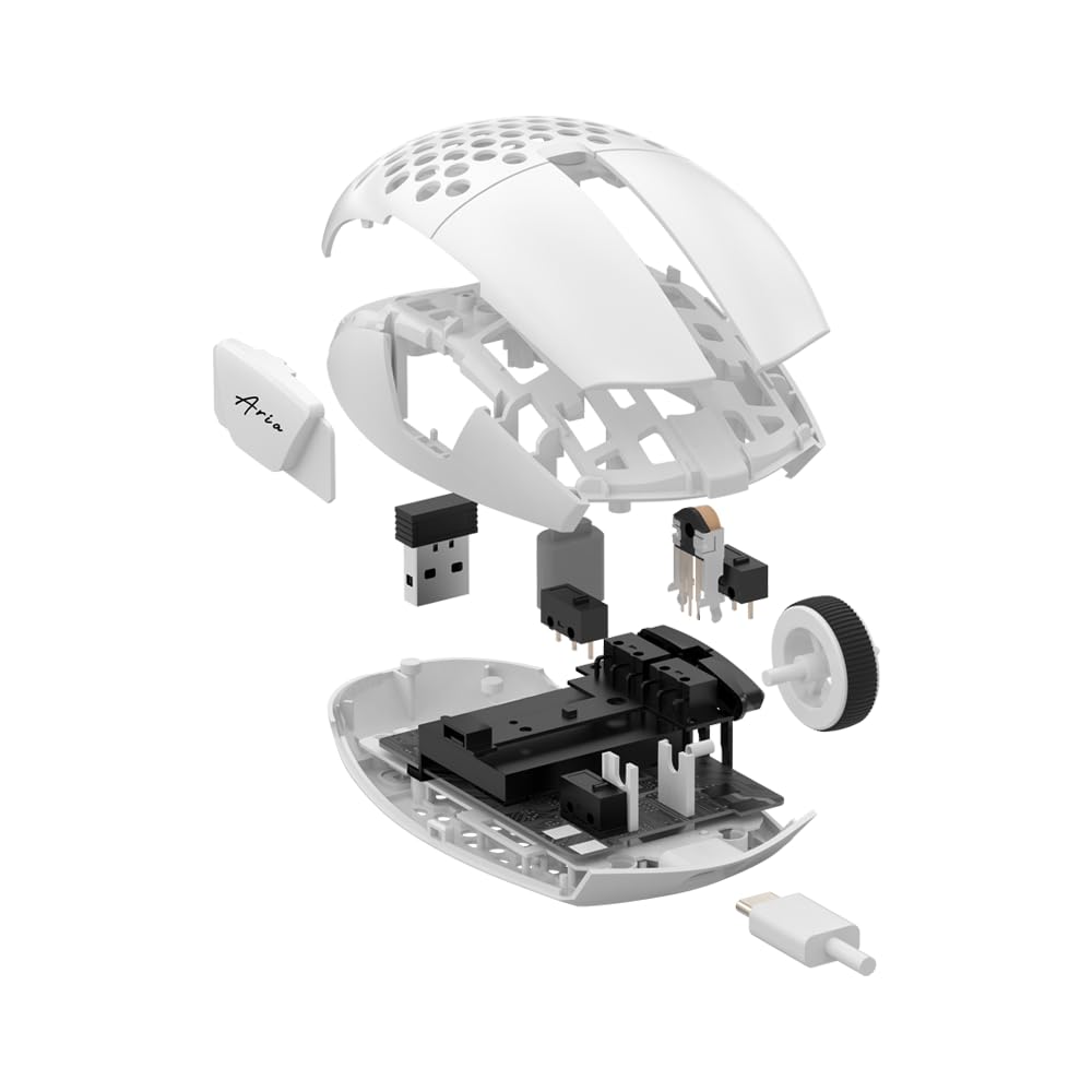 FANTECH ARIA XD7 Wireless Gaming Mouse - Pixart 3395 Sensor, 26000 DPI, Huano Switches, Ultra Lightweight 59g, Ambidextrous Egg Shape, 3-Mode Connectivity (White) - Perfect for Esports, FPS, MOBA & Office Work