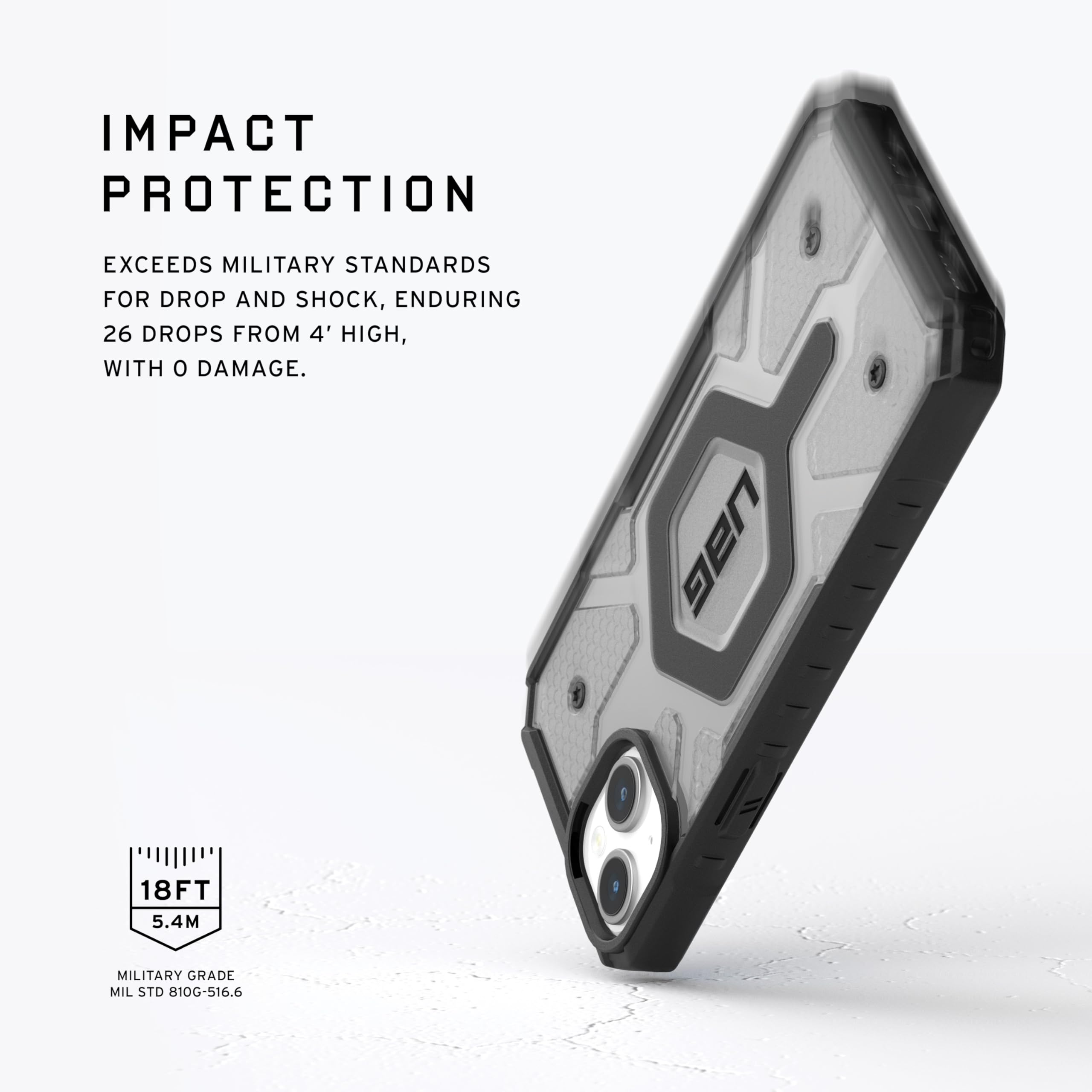 URBAN ARMOR GEAR UAG Pathfinder Clear Ash/Black Case for iPhone 15 (6.1