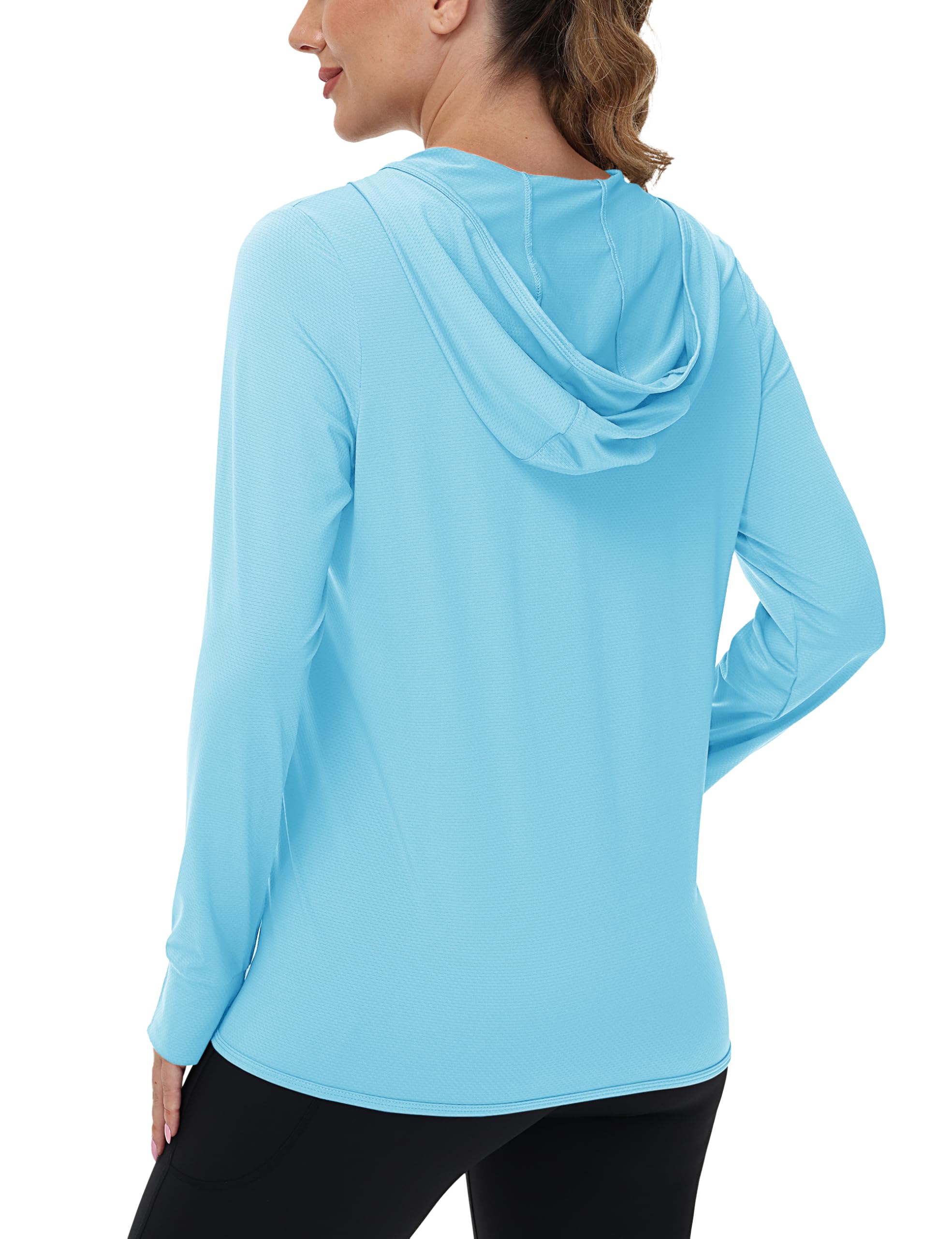 TACVASEN Women's UPF 50+ Sun Protection Hoodie - Lightweight Zip Up UV Shirt with Long Sleeves for Hiking, Running & Outdoor Activities