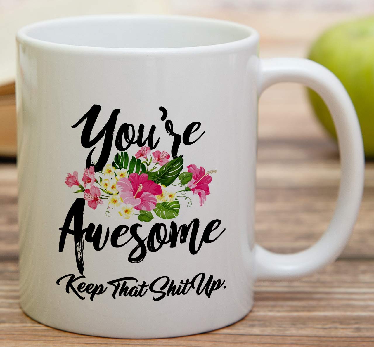 Retreez Funny Ceramic Coffee Mug - 11 Oz 'You're Awesome Keep That Shit Up' Motivational Gift for Friends, Coworkers, Family - Perfect for Office, Home & Birthday Celebrations