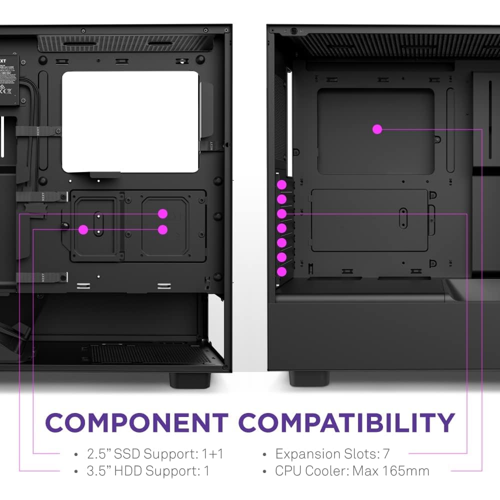 NZXT H5 Elite Compact ATX Mid-Tower PC Gaming Case - Tempered Glass Panels, RGB Lighting & 2x140mm Fans | Perfect for Gaming Rigs & Streaming Setups | Black (CC-H51EB-01)