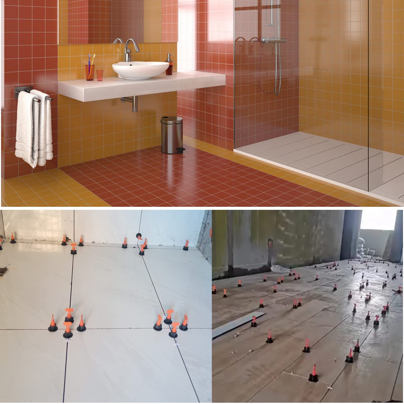 800pcs Tile Leveling Spacers & 1000pcs 2mm Tile Spacers - Reusable Tile Leveling System Kit with 6pc Special Wrench & 200pc Steel Pins - Professional Tile Installation Tools for Walls & Floors - Perfect for DIY Home Renovation, Bathroom & Kitchen Tiling Projects