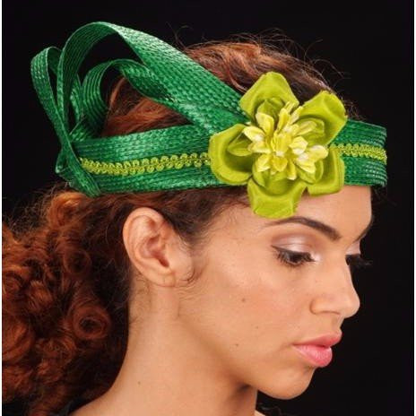Elegant Green Straw Fascinator with Satin Flower - Perfect for Weddings, Tea Parties & Derby Events | F60010