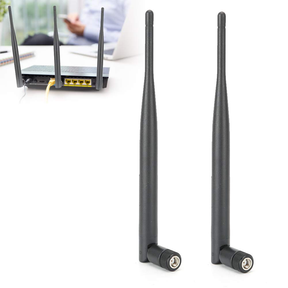 2 Pack 6DB High Gain Dual Band 2.4GHz/5GHz WiFi Antenna with SMA Connector - Universal Wireless Router Antenna for Enhanced Home & Office Network Coverage