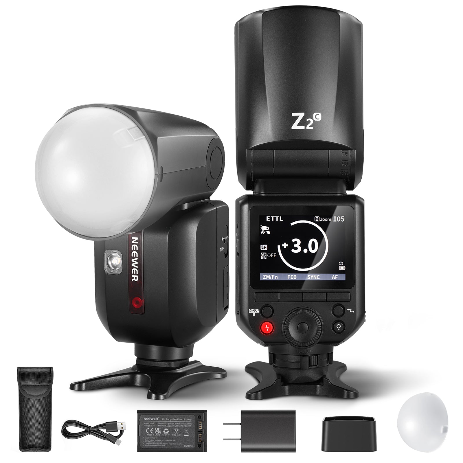 NEEWER Z2 C TTL Round Head Flash Speedlite for Canon - Professional Photography Lighting for Portraits, Weddings & Events