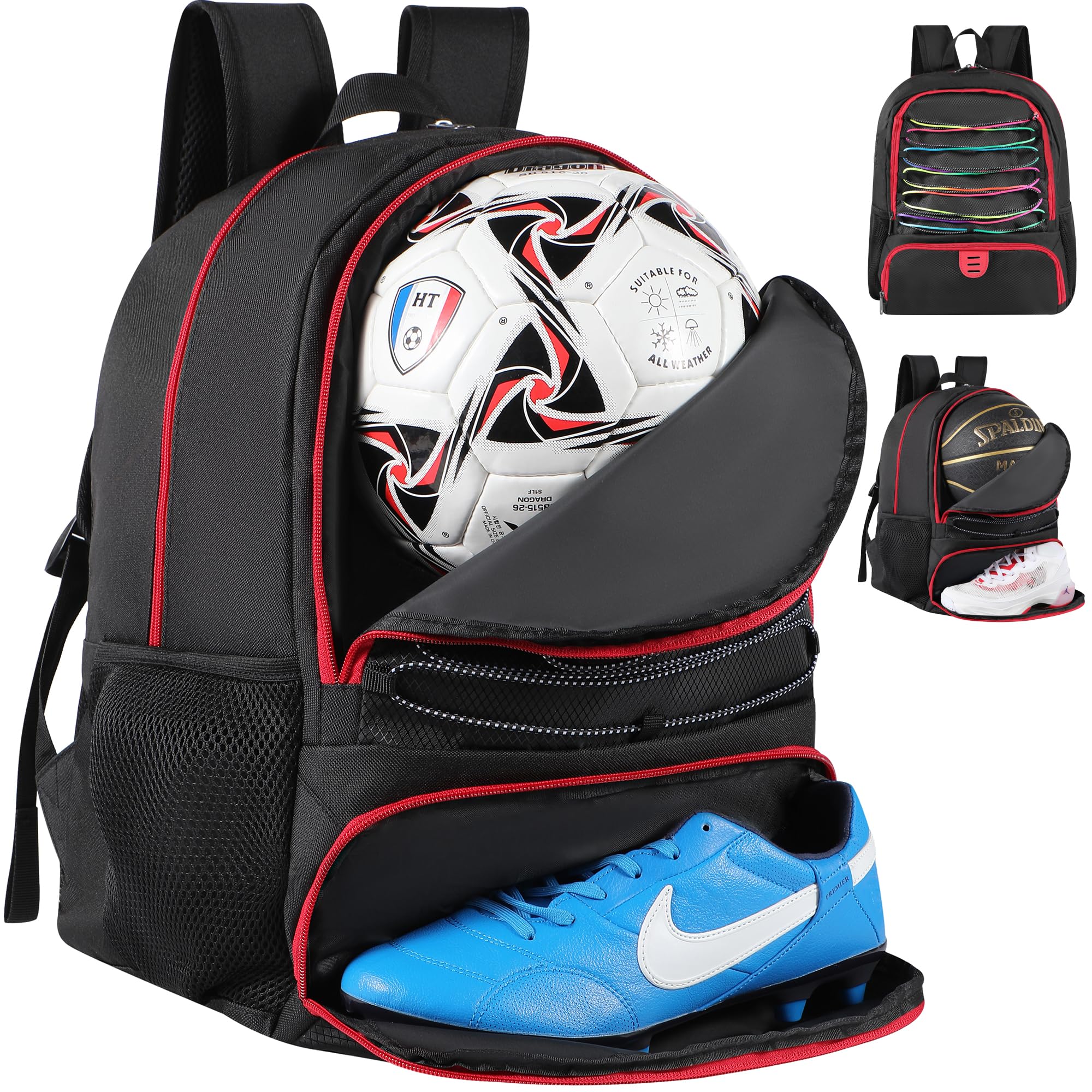 **Men's & Women's Basketball Backpack with Ball & Shoe Compartment - 30L Lightweight Breathable Sports Bag for Soccer, Volleyball, Football - Perfect for Travel, School & Gym**    *(Use for: Sports practice, travel gear, school essentials, gym workouts, and outdoor activities.)*