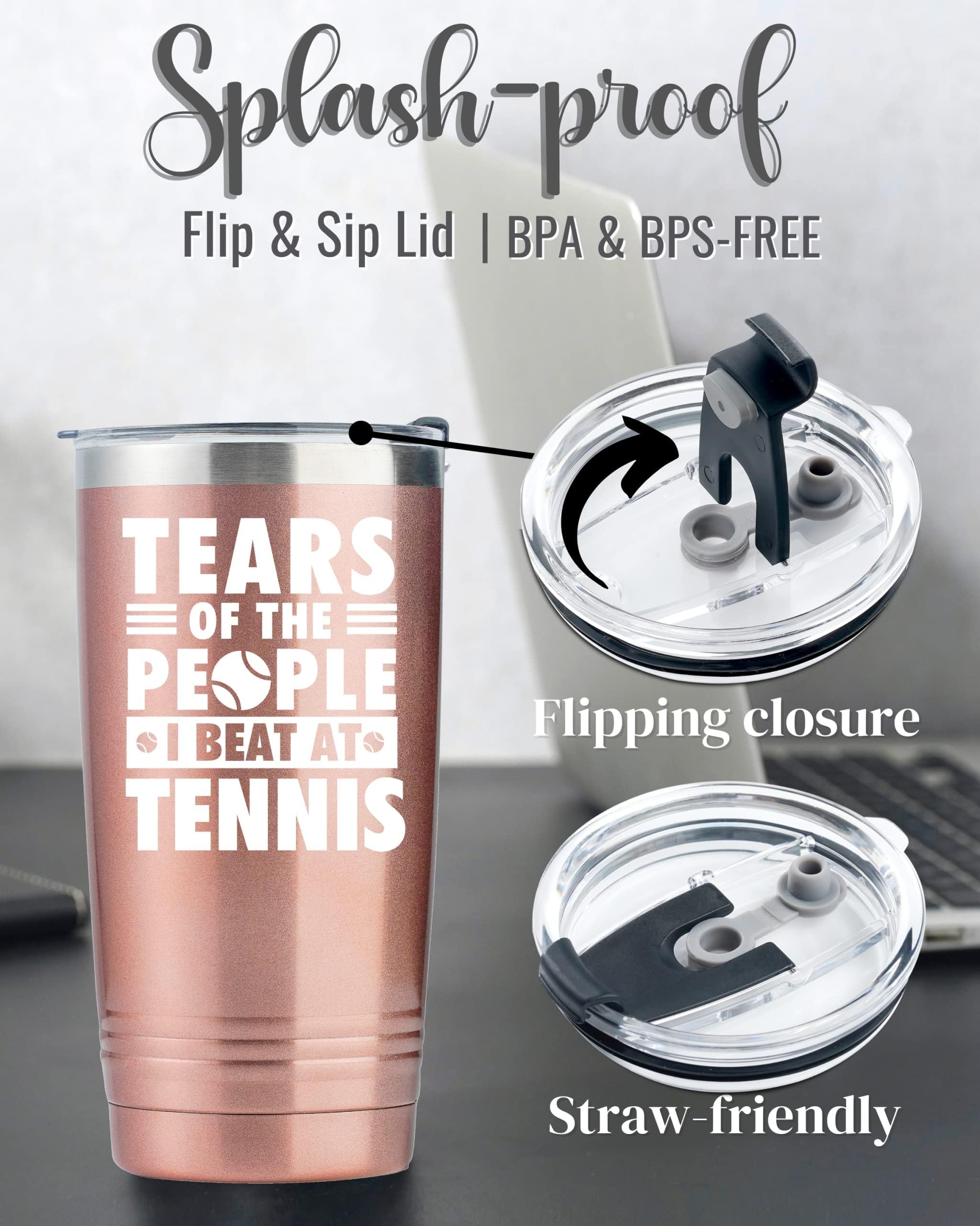 Onebttl 20 oz Stainless Steel Tennis Tumbler - Insulated Travel Mug for Women, Tennis Lovers & Coaches - Funny Gift for Tennis Players & Senior Night 2024 - Perfect for Matches, Practice & Gym Hydration