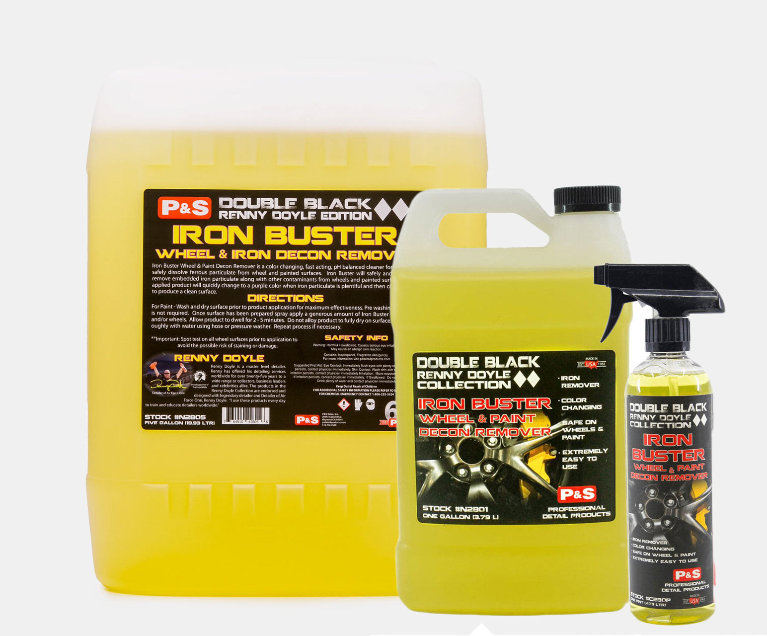 P&S Double Black Collection Iron Buster Wheel & Paint Decontamination Remover - Heavy Duty Cleaner for Car Detailing, Brake Dust Removal & Auto Paint Protection