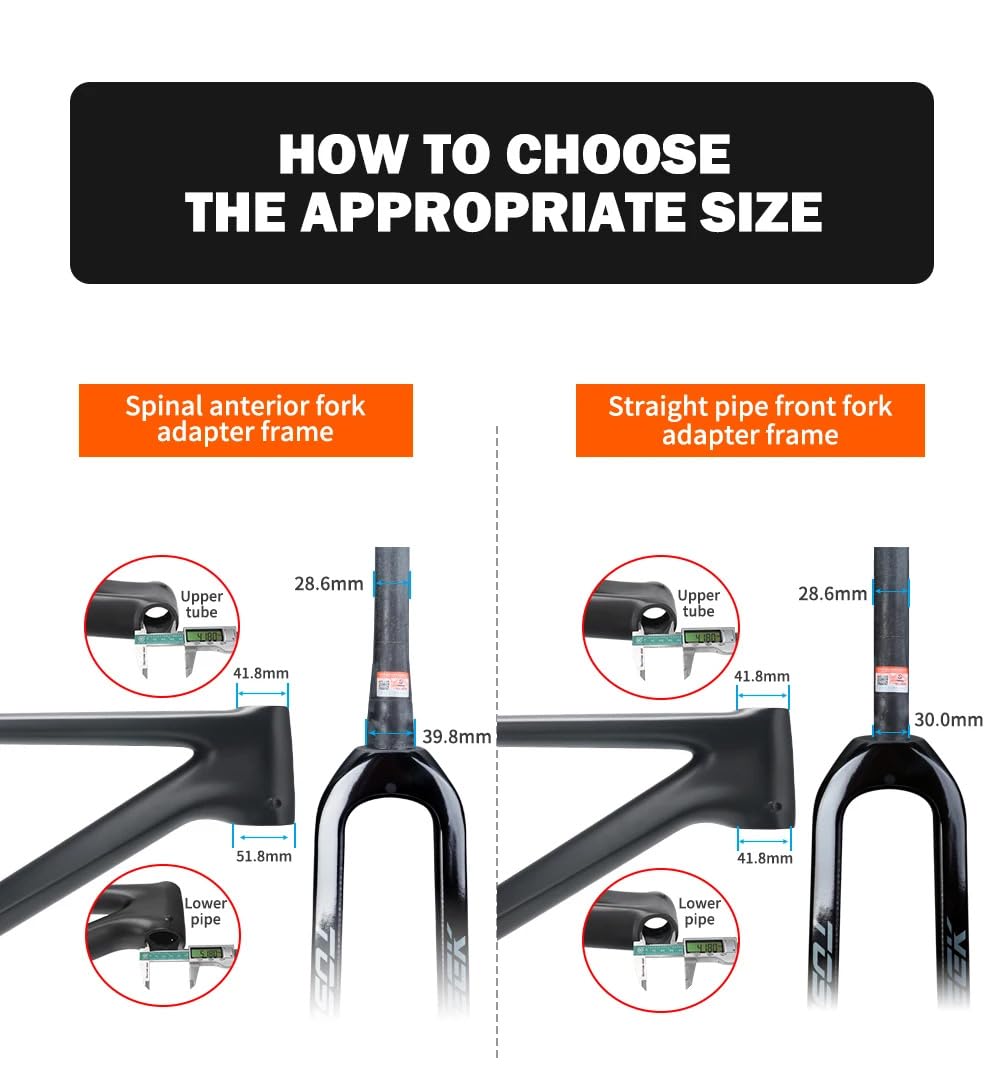 TOSEEK Full Carbon MTB Rigid Fork - 26in 27.5in 29in Mountain Bike Fork | 45mm Offset | 1/8
