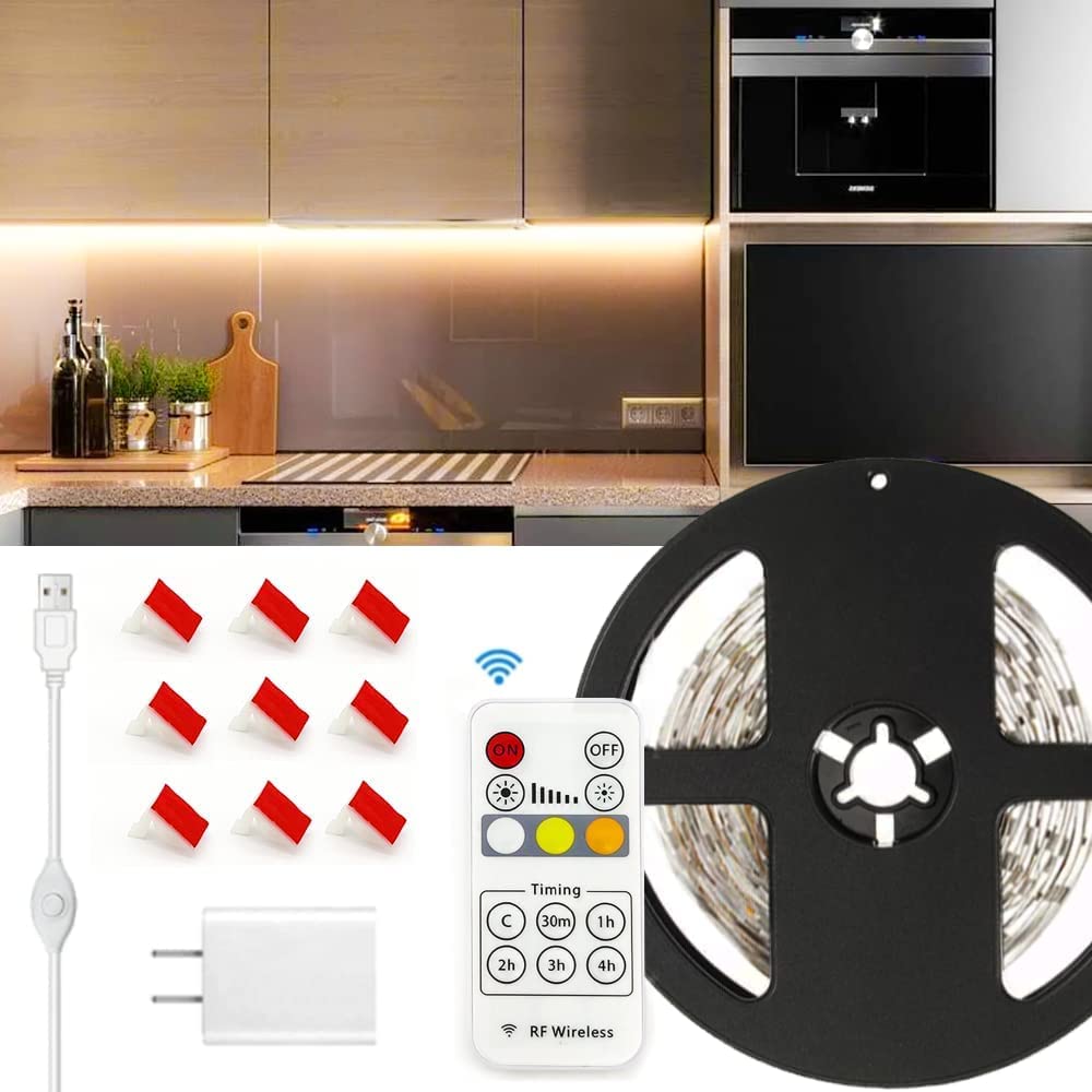 Remote Control LED Strip Lights - 14ft USB Powered, Dimmable for Bedroom & Kitchen Decor