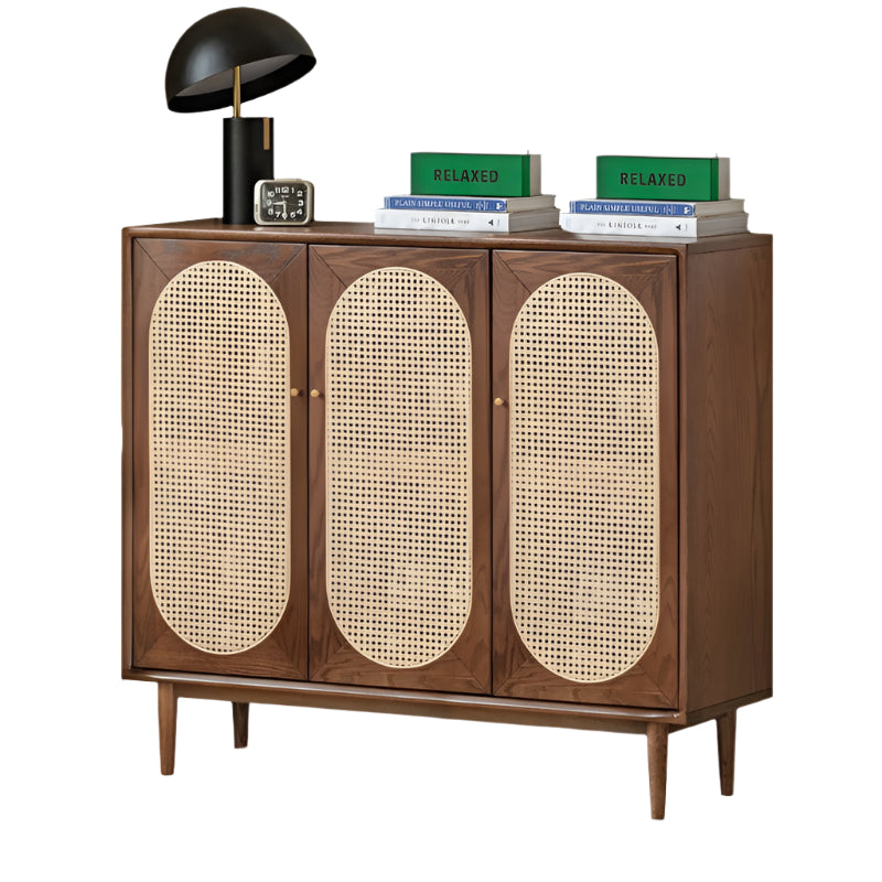 43.5x13.8x40.9 inch / 110.5x35x104 cm / walnut color / three-door shoe cabinet