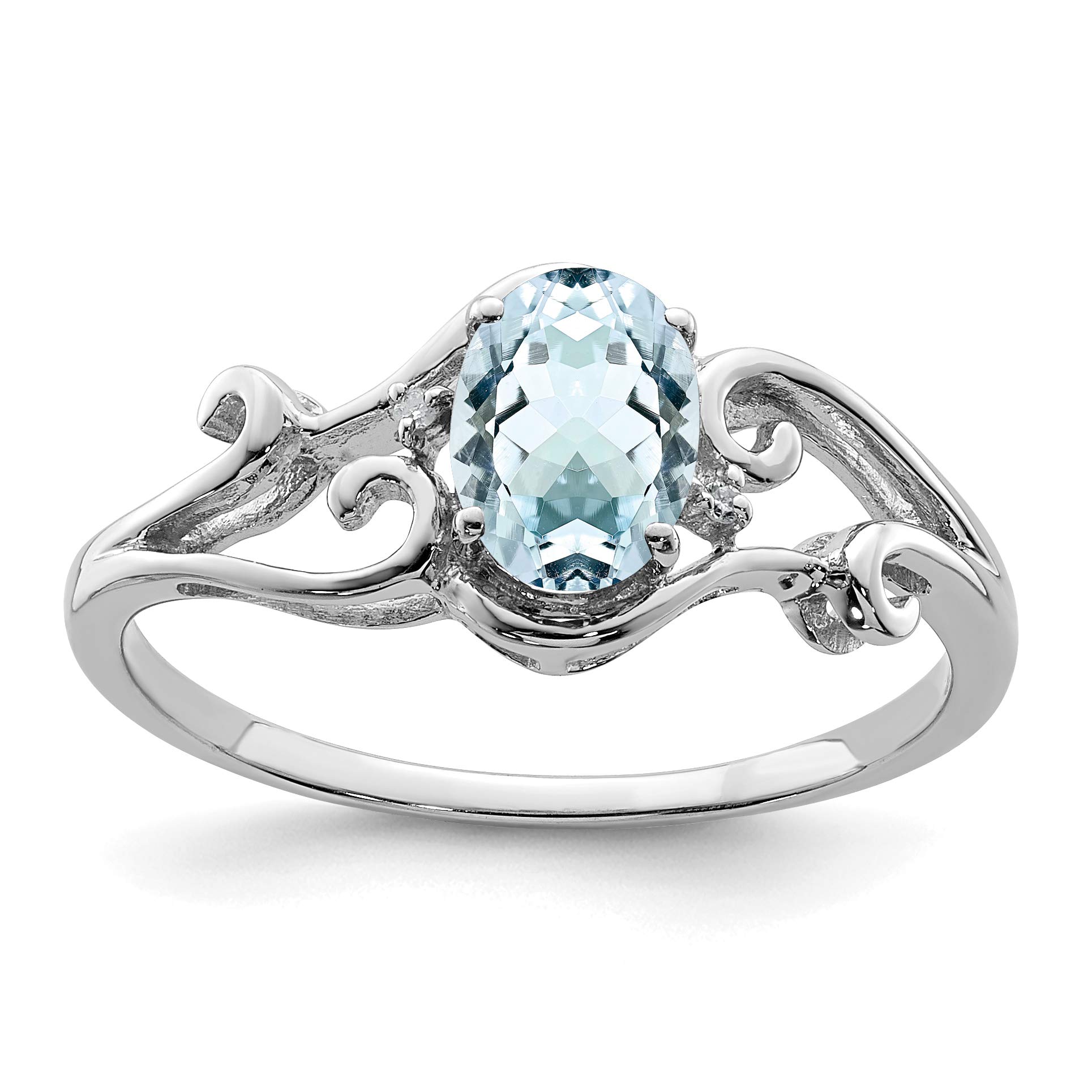 925 Sterling Silver Diamond & Aquamarine Oval Engagement Ring 0.53ct - Elegant Bridal Jewelry for Proposals, Anniversaries & Special Occasions
