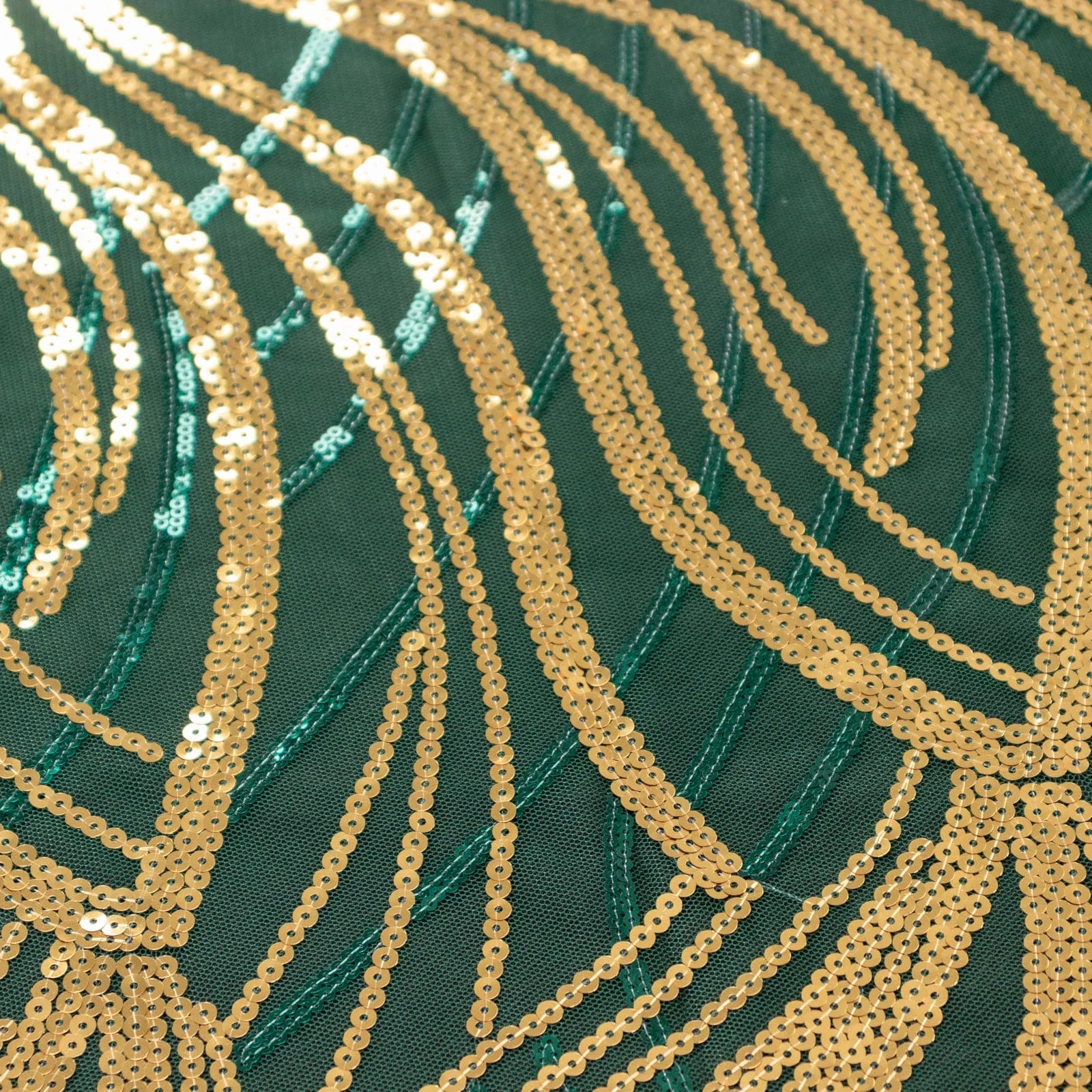 120 Mesh Round Tablecloth with Wavy Embroidered Sequins - Elegant Party Decor for Weddings, Banquets & Special Events