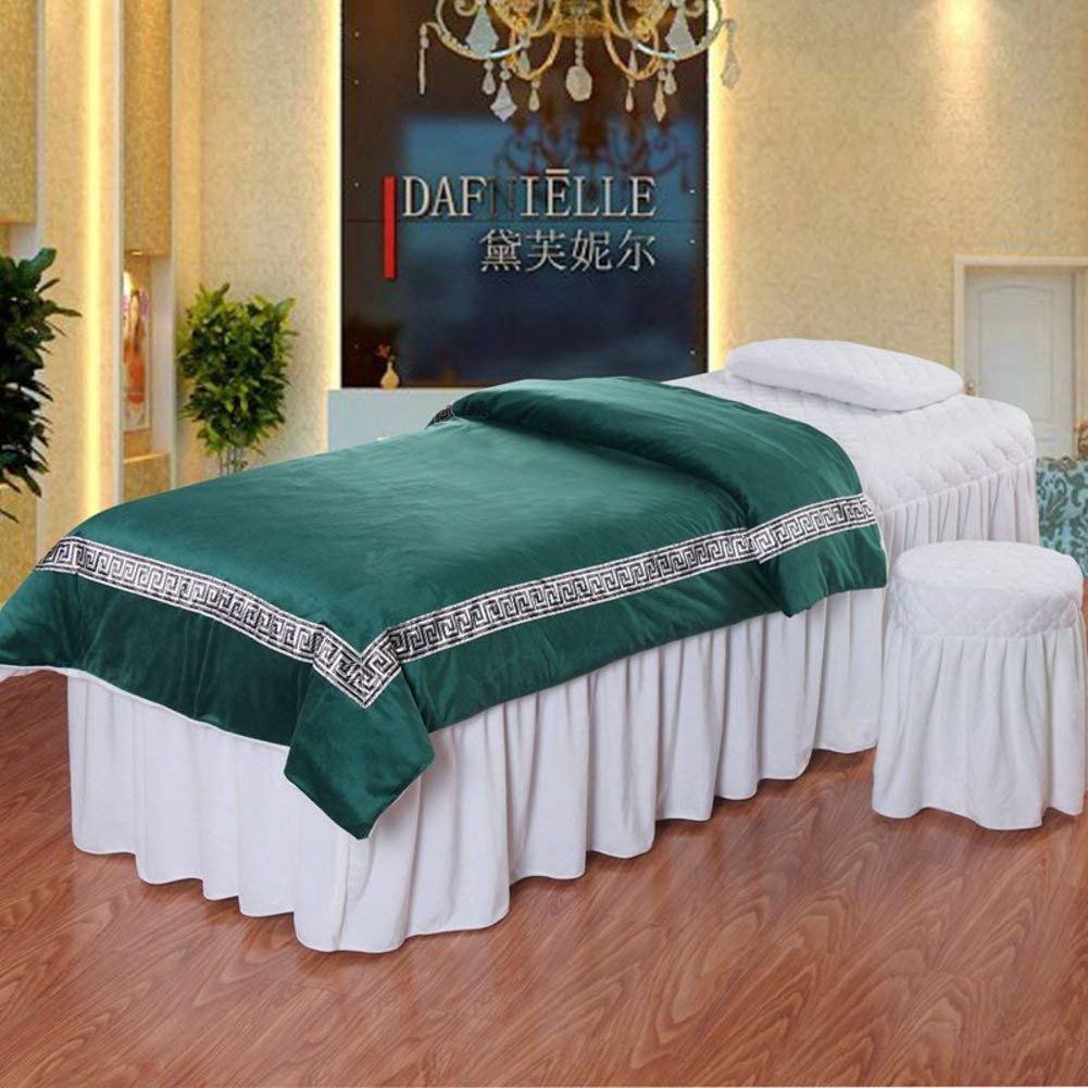 Luxury European Style Velvet Massage Table Sheets Set - 4-Piece Plush Bed Cover with Face Rest Hole for Spa & Salon (70x185cm/28x73inch) - Perfect for Professional Massage Therapy, Facial Treatments, and Home Relaxation