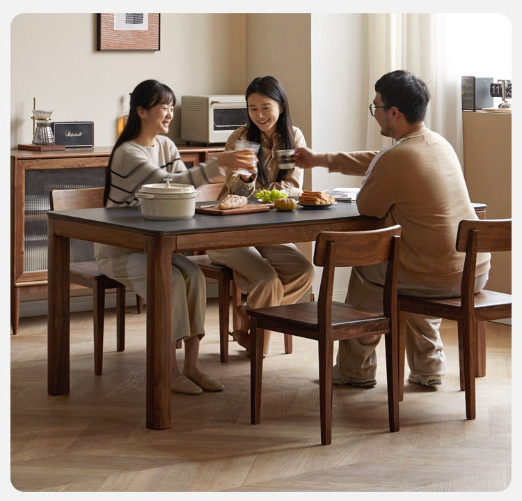 Premium Black Walnut Solid Wood Rock Slab Dining Table - Natural Wood Grain - Rustic Modern Farmhouse Style - Perfect for Dining Rooms, Kitchens & Open Concept Living Spaces