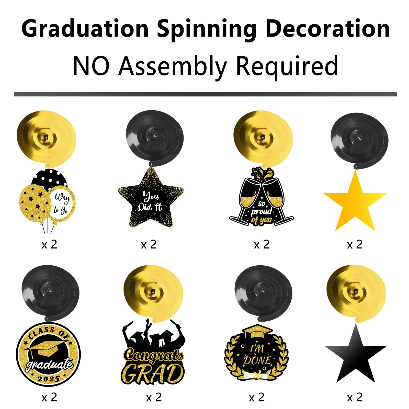 34Pcs Pre-Assembled Graduation Decorations - Hanging Swirls & 2025 GRAD Banner for Graduation Party | Class of 2025 Decor for Classroom, Home & School Celebrations | Perfect for Graduation Ceremonies, Photo Backdrops & Party Decorations