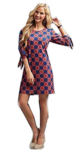 Anderson Women's Navy & Red Floral Print Dress - Size Large - Elegant Casual Wear for Parties, Dates & Office Outfits