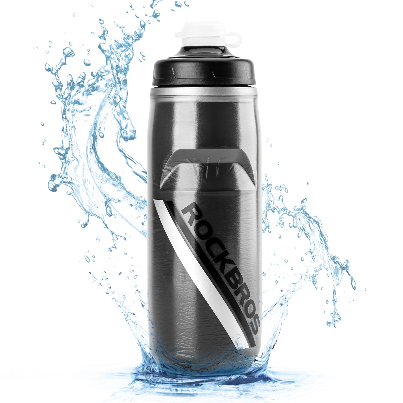 ROCKBROS 21oz Insulated Bike Water Bottle - Leakproof Squeeze Design for Cycling, Running & Sports - Keeps Drinks Cold for 5 Hours - Perfect for Road Bikes, Mountain Biking & Gym Workouts