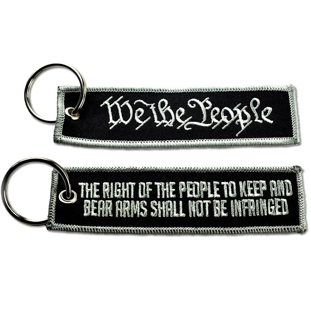 BASTION Embroidered Keychain - We the People Design, Black | Durable Double-Sided Key Ring for Cars, Motorcycles, Bikes, SUVs, Trucks & ATVs | Tactical Keychain with Clean Stitching | Perfect for Backpacks, Luggage & Men's Accessories | Great Gift Idea for Outdoors, Travel & Daily Use