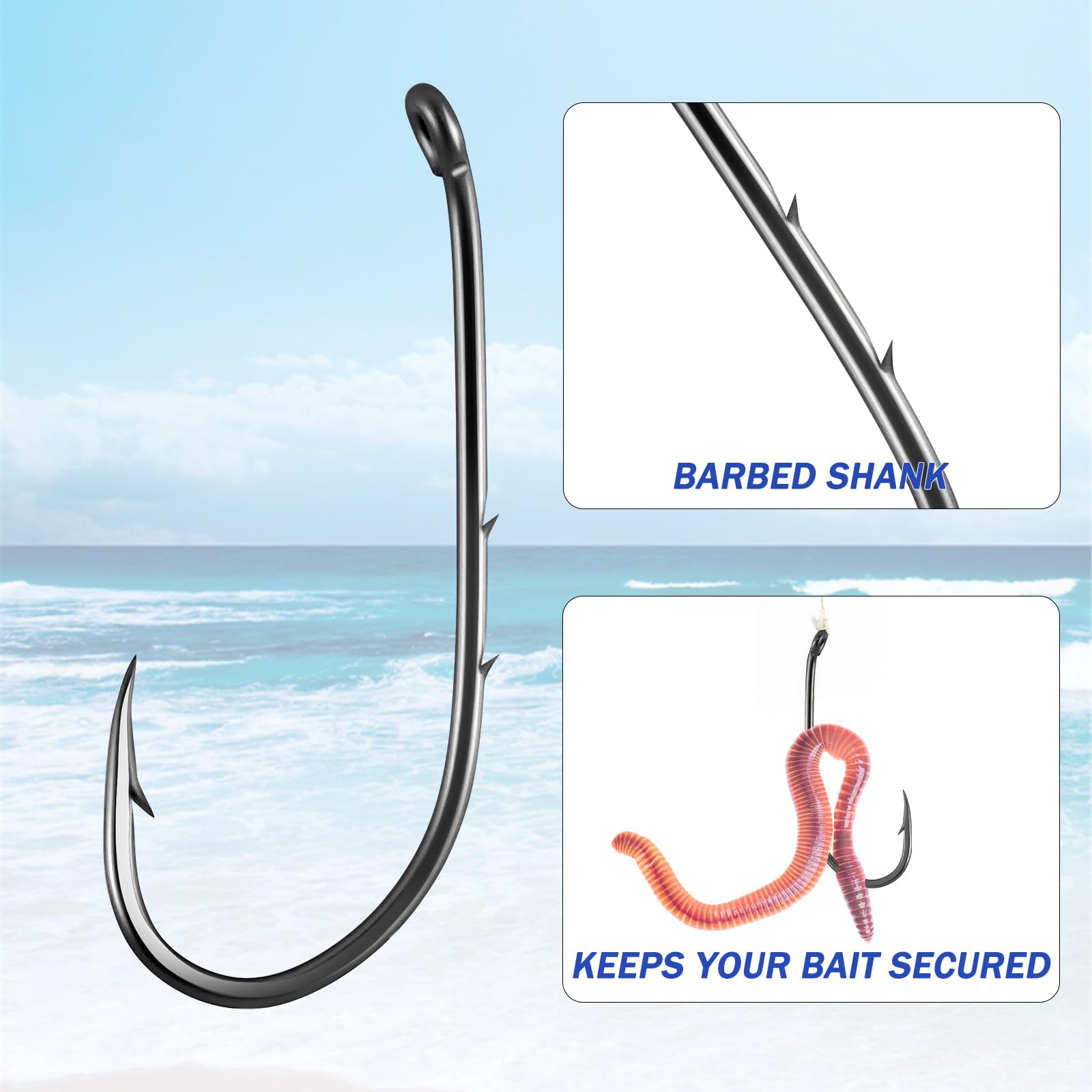 Dr.Fish 100 Pack Baitholder Fishing Hooks - Freshwater & Saltwater Hooks with Down Eye Offset Design for Walleye, Trout, Crappie, Panfish, Bluegill - Perfect for Lake, River, and Ocean Fishing Adventures