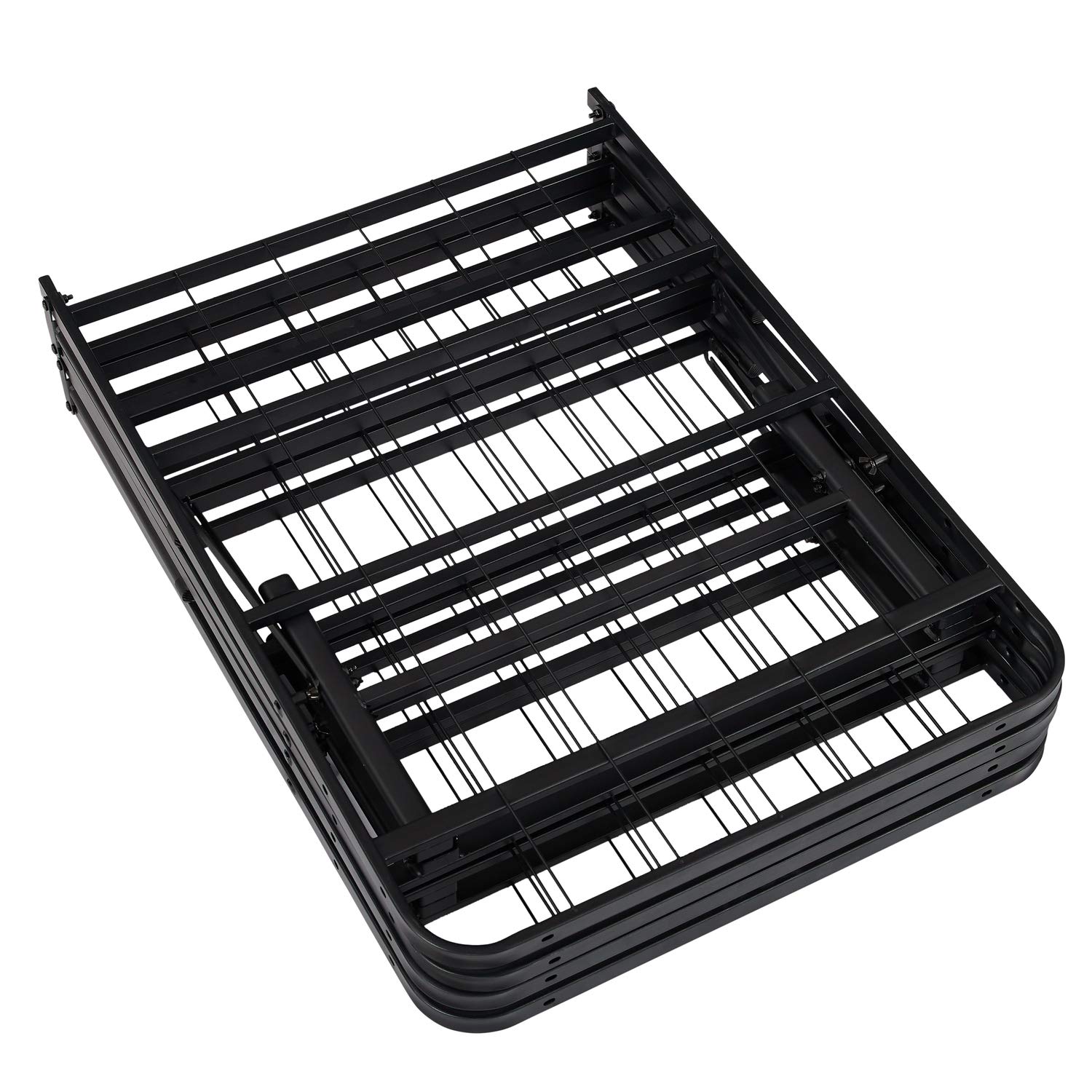 Tool-Free Assembly 14 Inch Heavy Duty Full Size Bed Frame - Foldable Steel Platform Bed with Metal Slats, 600lbs Capacity (Black) | Box Spring Replacement for Guest Rooms, Dorms & Small Spaces
