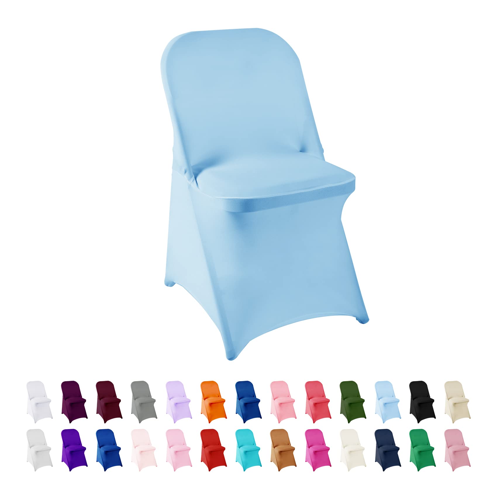 AlGaiety Spandex Stretch Chair Covers - 12 Pack Washable Removable Slipcovers for Folding Chairs - Perfect for Living Room, Party, Wedding, Banquet & Hotel Events - Blue Mist Home Decor & Event Protection