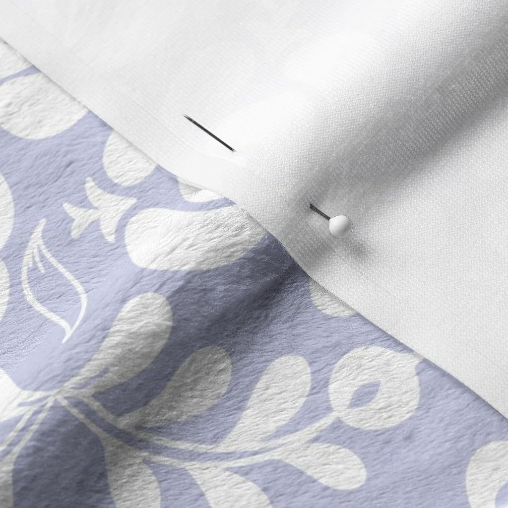 Premium Spoonflower Fabric - White Blue Violet Purple Lavender Folk Art Swedish Nordic Scandinavian Print on Soft Minky Fabric (Fat Quarter) for Sewing, Baby Blankets, Quilt Backing & Plush Projects - Perfect for Nursery Decor, DIY Crafts & Home Textiles