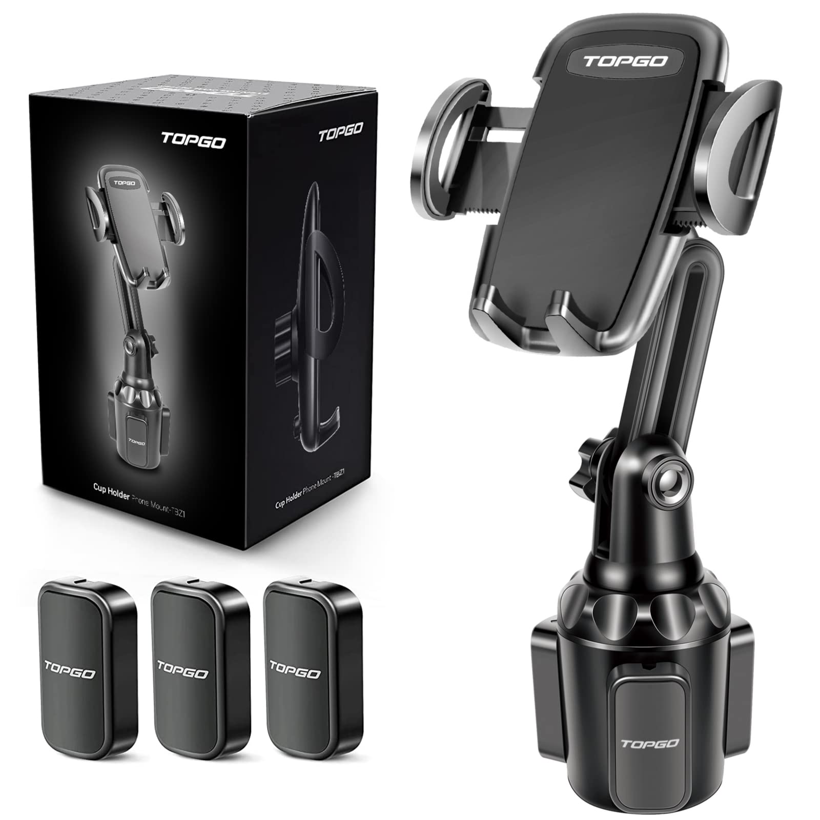 Stable Adjustable Car Cup Holder Phone Mount - Universal Phone Cradle for iPhone 14, Samsung & Smartphones - No Shaking Design, Black - Perfect for Hands-Free Driving & GPS Navigation