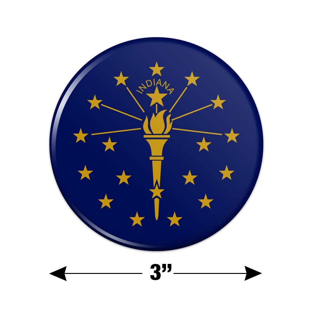 Indiana State Flag Refrigerator Magnet - Strong Kitchen & Locker Decorative Button Magnet for Home, Office, Dorm Room Decor