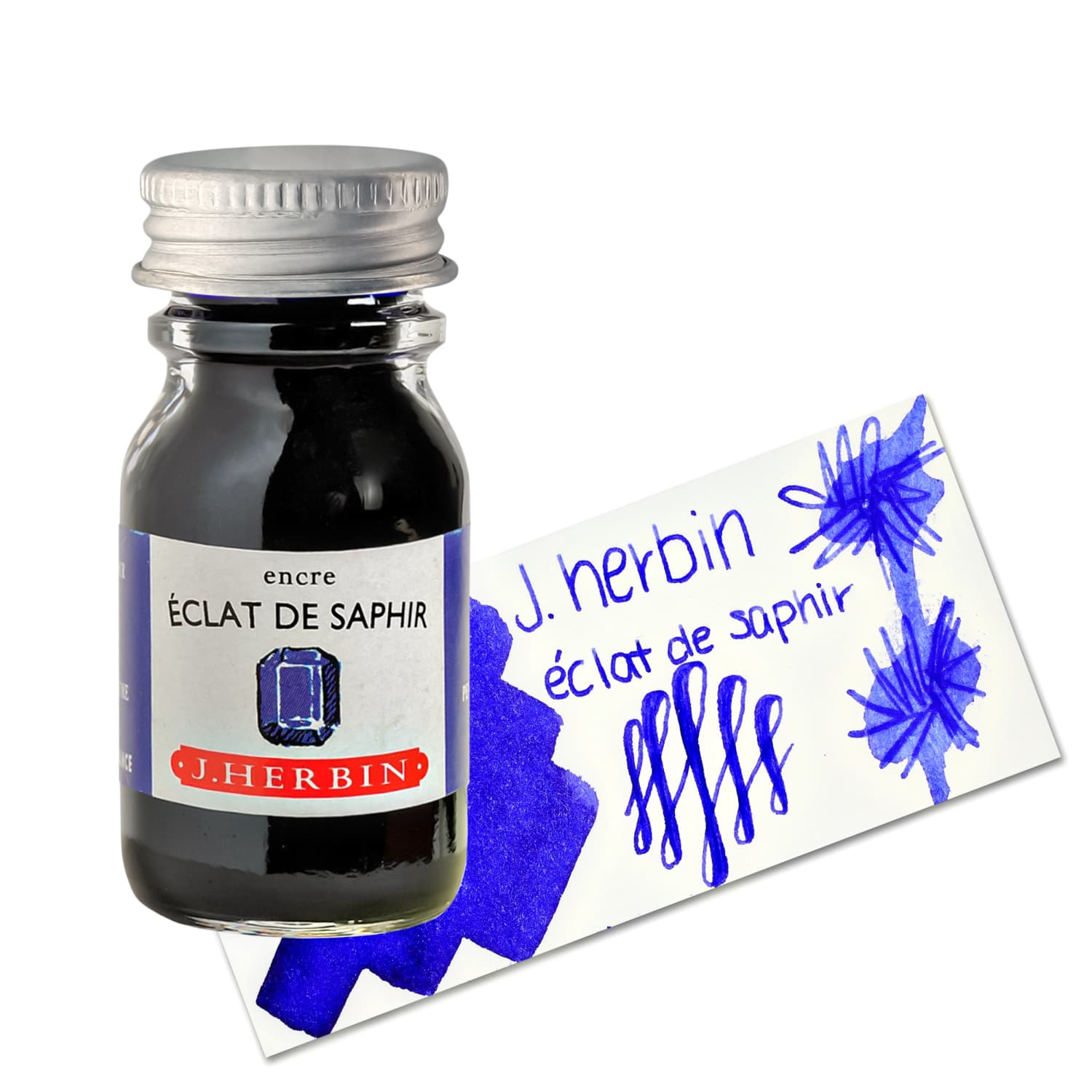 J. Herbin Eclat de Saphir Sapphire Blue Fountain Pen Ink - 30ml Bottle & Cartridges Set for Calligraphy, Journaling & Letter Writing - Premium French Ink for Smooth Writing Experience