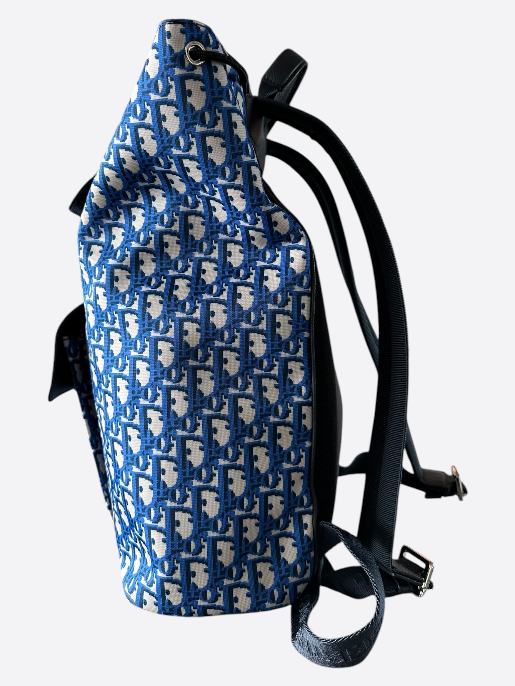 Dior Beige & Blue Oblique Motion Backpack for Women | Luxury Designer Travel Backpack | Perfect for Work, School & Travel Accessories