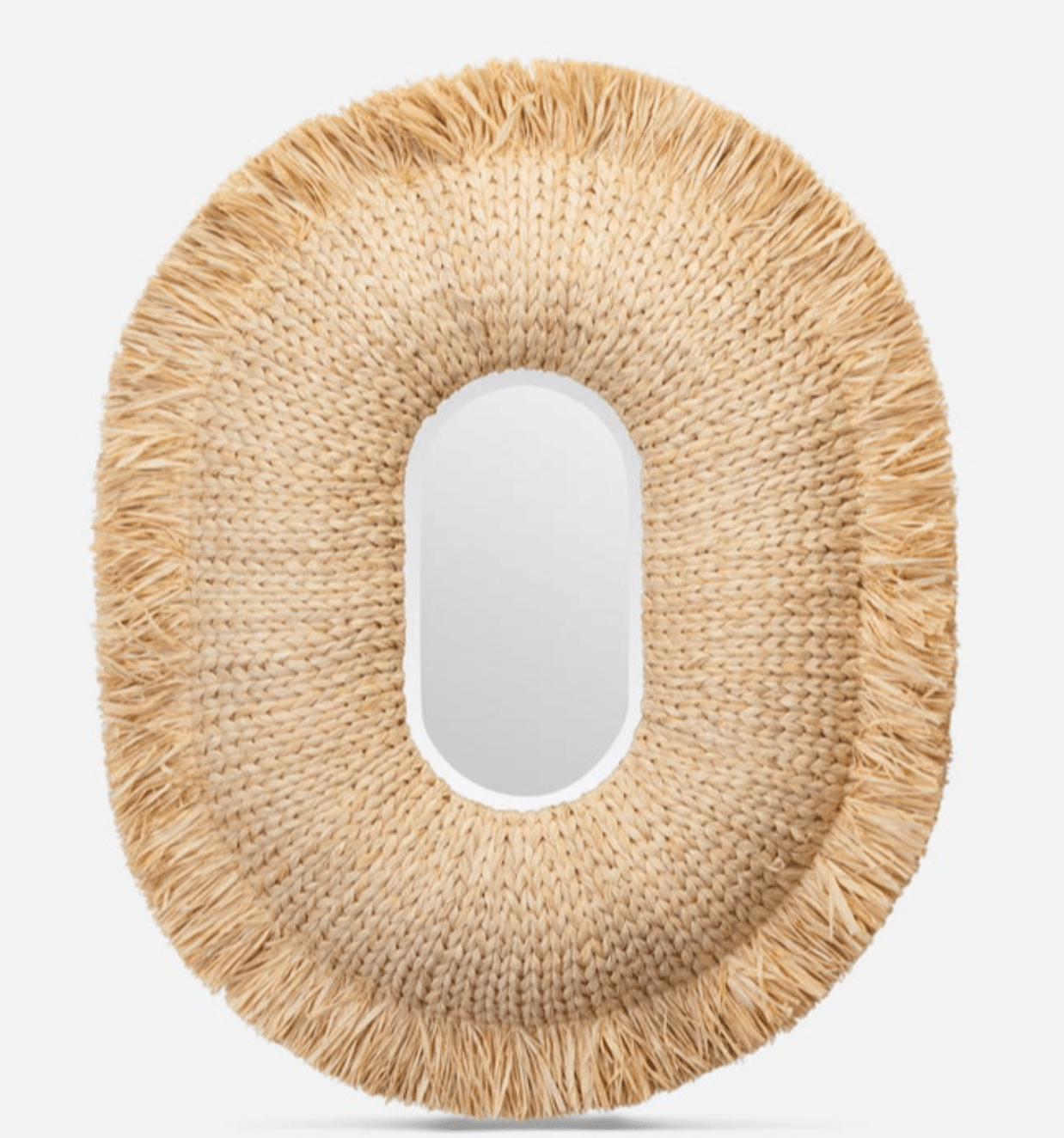 Handwoven Oval Raffia Mirror - Natural Boho Wall Decor for Living Room, Bedroom, or Entryway - Winter Park Collection - Perfect for Coastal, Farmhouse & Bohemian Home Decor