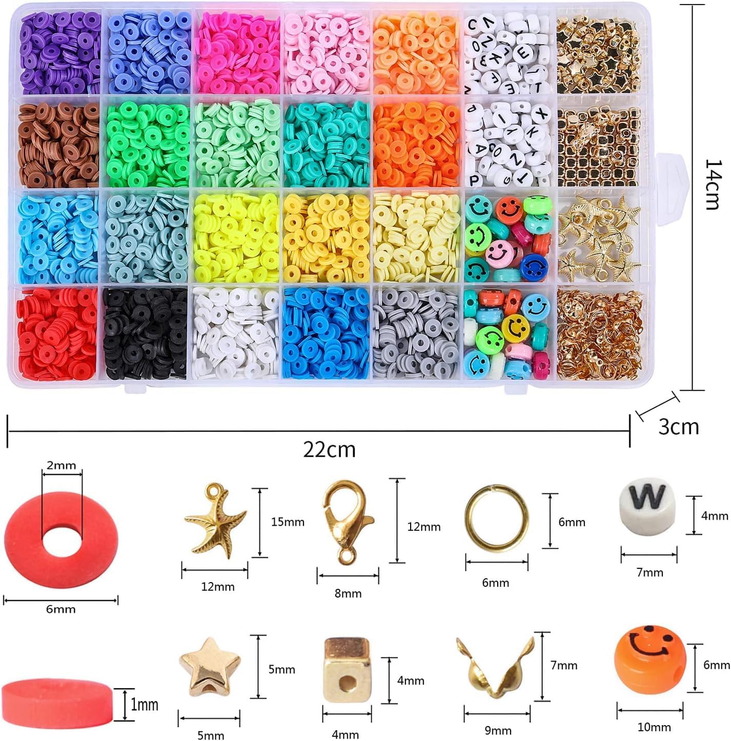 **Sugarglow Kids Beads Craft Kit - DIY Jewelry Making Set with Loose Beads for Bracelets, Necklaces, Earrings & Rings - Multicolor 7x4mm (Perfect for Birthday Gifts, Party Favors & Creative Play)**