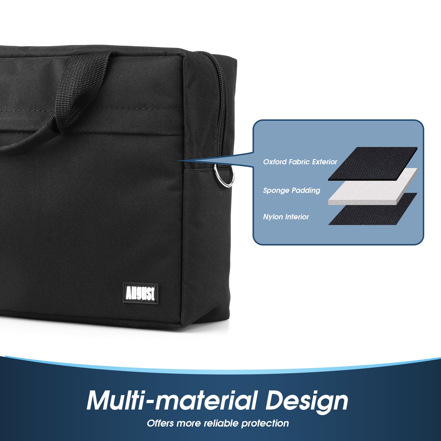 13 Inch Laptop Bag for Men & Women - Lightweight Fabric Briefcase with Shoulder Strap - Perfect for Business Travel, Work Commute & College (BAG383)