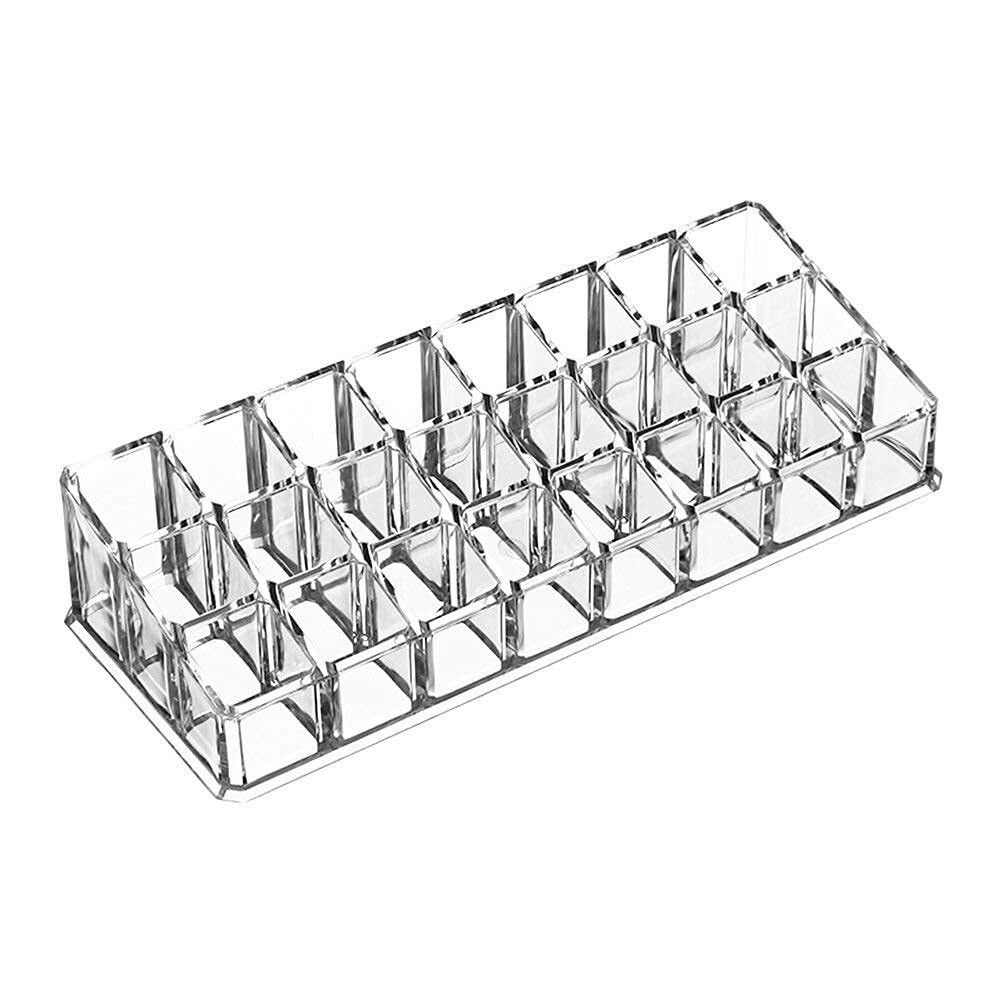 24-Slot Clear Acrylic Lipstick Organizer Stand | Flipco Cosmetic Display Holder for Lipsticks, Makeup Brushes & Small Bottles | Perfect for Vanity, Bathroom & Salon Organization