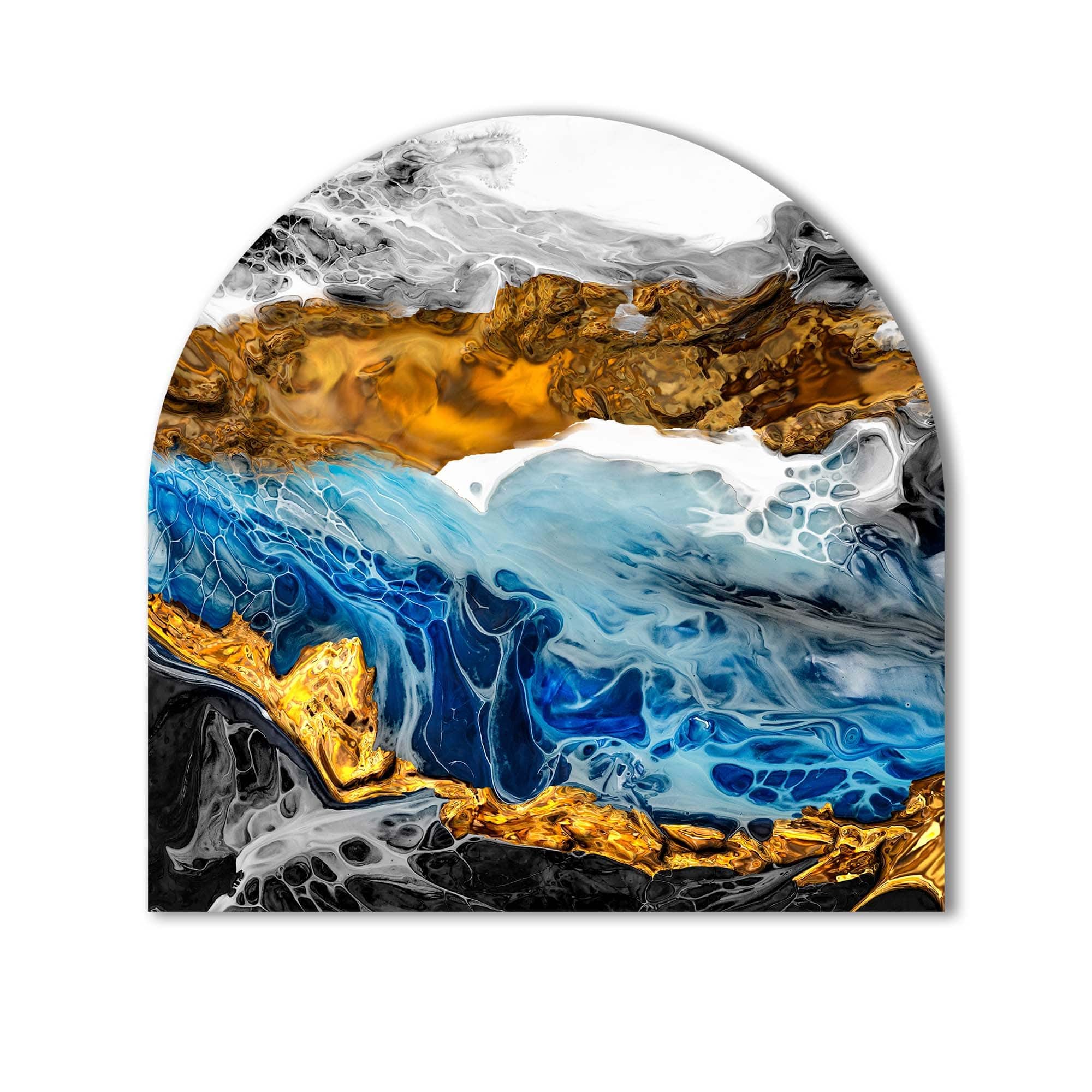 Premium Gold & Blue Marble Glass Splashback - Stylish Kitchen Backsplash for Modern Homes | Perfect for Countertops, Stoves & Cooking Areas