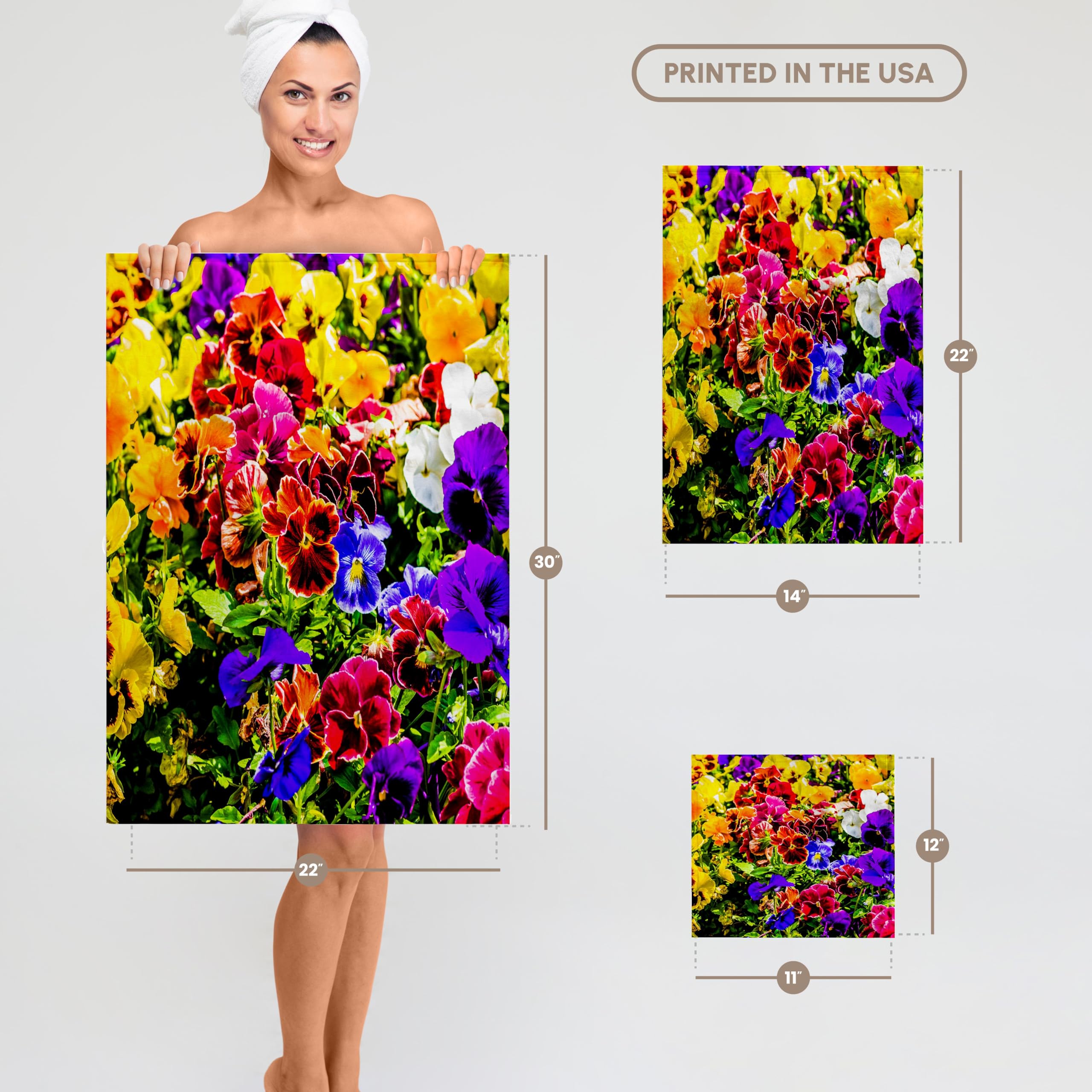 3dRose 11x12 Inch Soft Wash Cloth for Face & Body - Colorful Viola Tricolor Pansy Flowers Design by Alexis Photography | Bath, Spa & Skincare Essential
