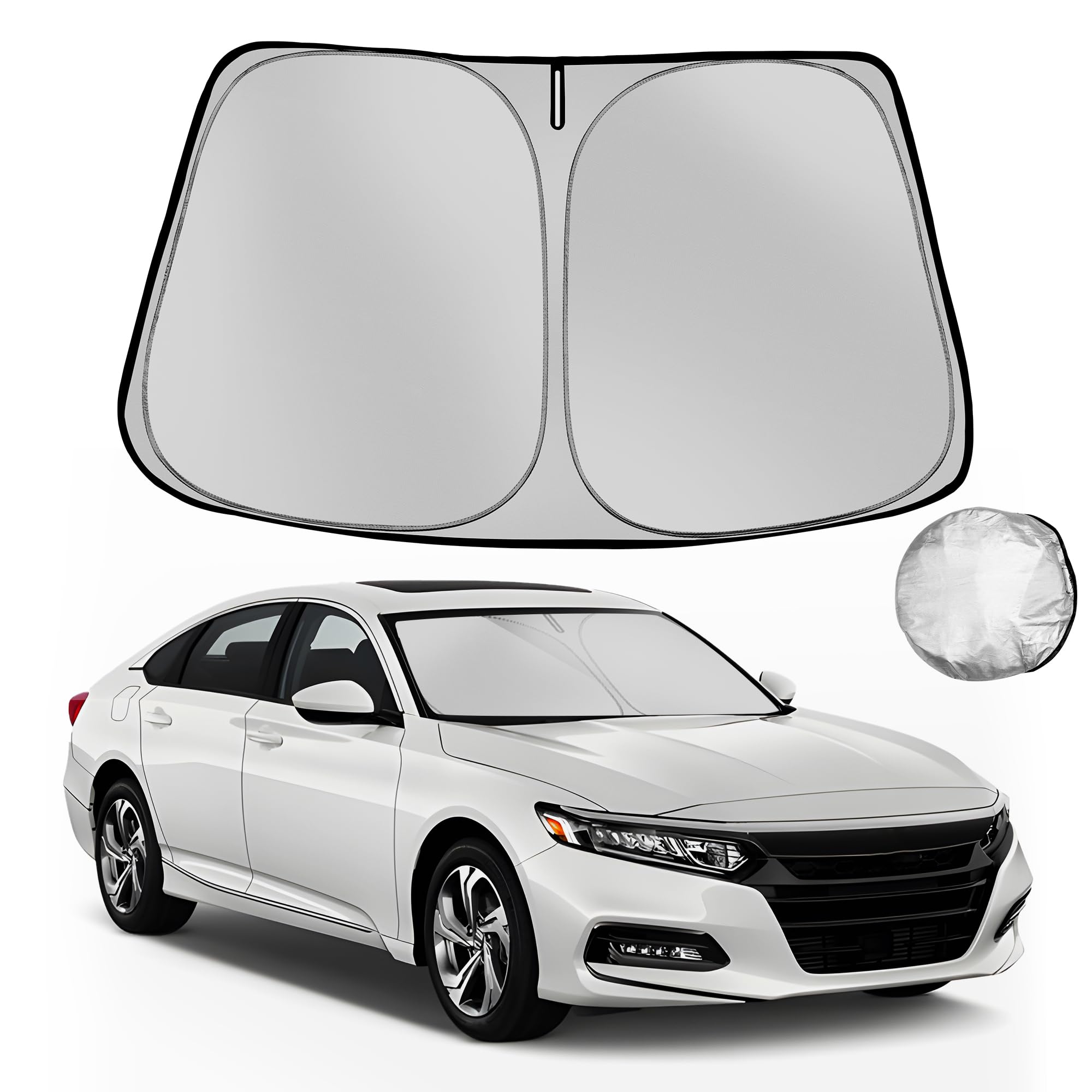 **Custom Fit Windshield Sun Shade for Honda Accord Sedan 2018-2025 | Foldable Car Sunshade Blocks 99% UV Rays & Heat | Automotive Interior Protector for Parking & Outdoor Use**