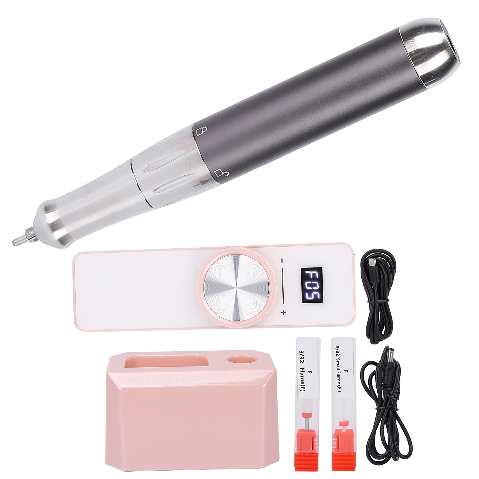 Professional Rechargeable Nail Drill Machine - USB Powered Electric Nail File for Manicure & Pedicure | Portable Nail Grinding Tool for Home & Salon Use (White)