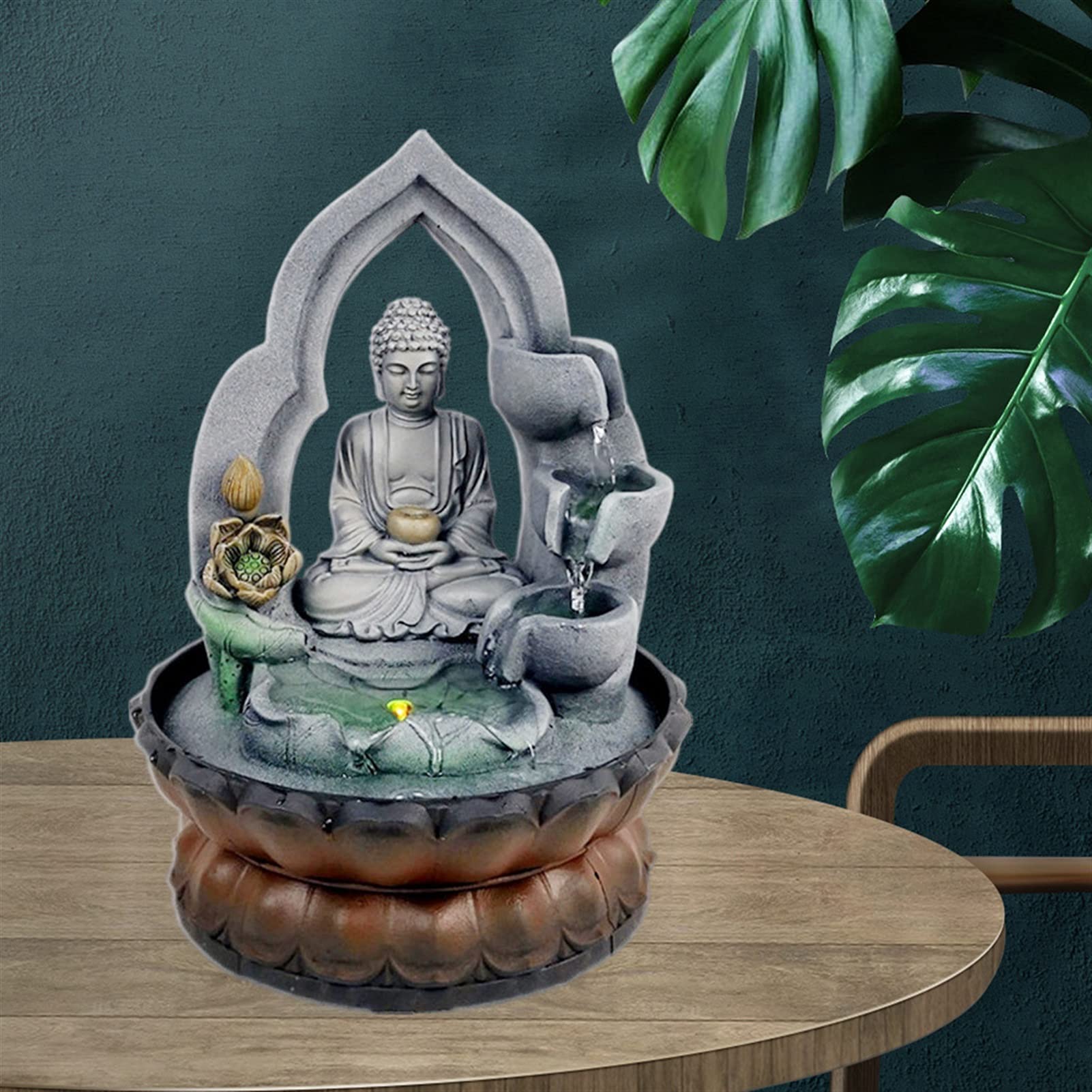 Zen Buddha Tabletop Fountain - Indoor Water Fountain with Circular Flow for Home, Office, Bedroom | Meditation Decor, Yoga Accessory & Stress Relief Water Feature