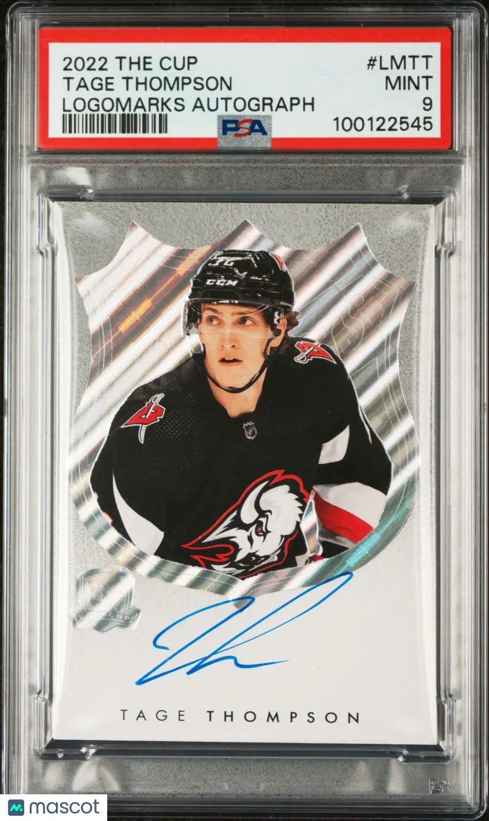 2022 Upper Deck The Cup Logomarks Autographs Tage Thompson PSA 9 Hockey Trading Card - Perfect for Collectors, Investors & Hockey Fans