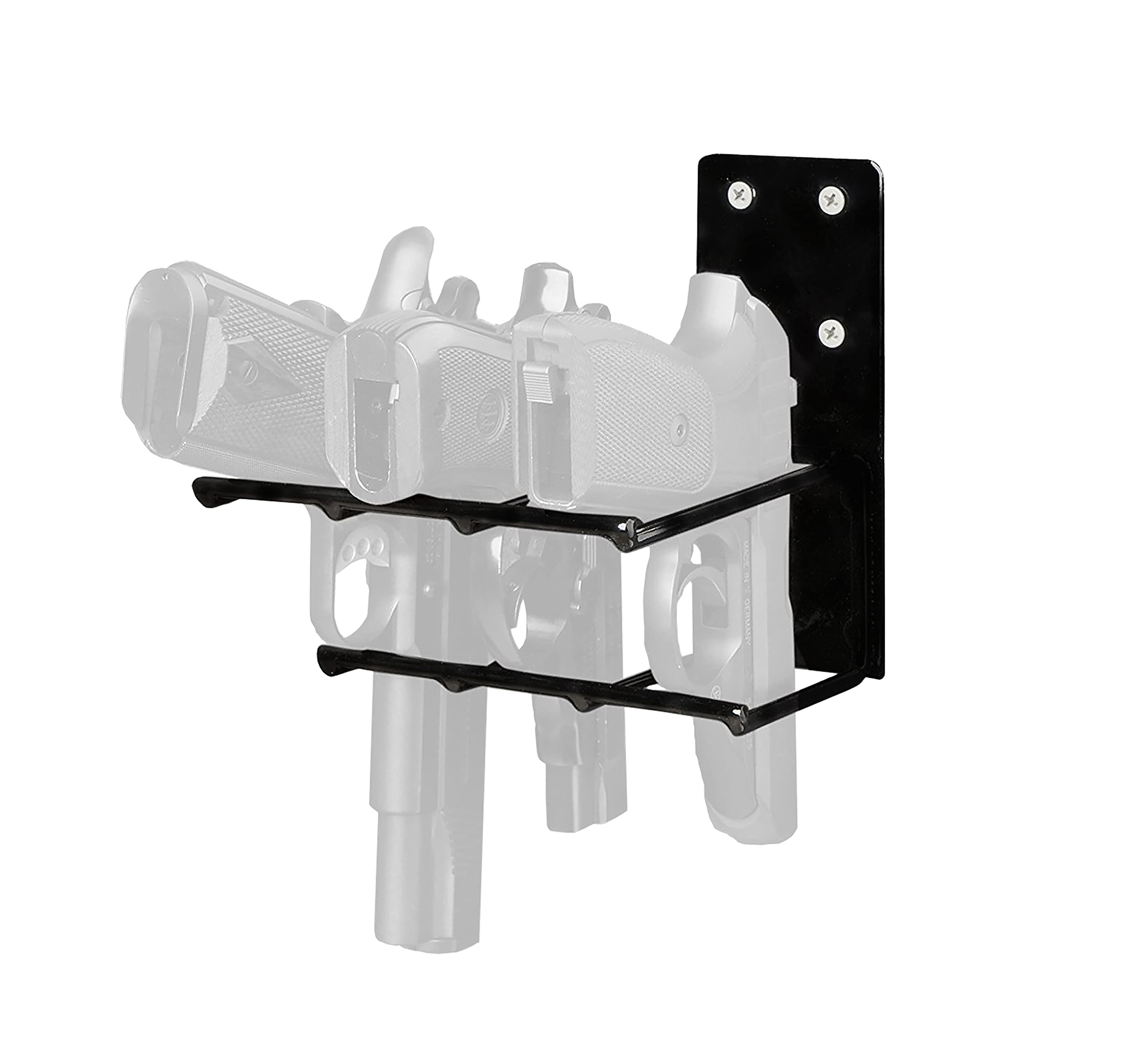 Rack'em Gun Racks - Wall Mount Pistol Rack for Gun Safe | Heavy Duty Coated Steel Handgun Storage Hooks (3,4,5 Firearm Capacity) | Perfect for Home Security, Hunting Gear Organization & Indoor Firearm Storage