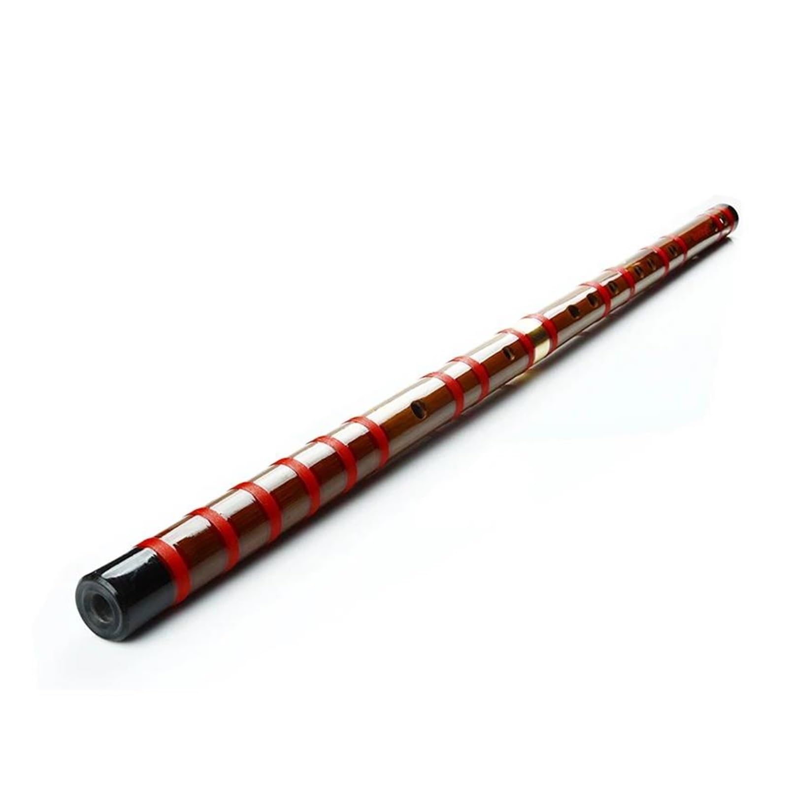 Black Line Dizi Bamboo Flute - 10 Hole Traditional Wooden Wind Instrument (C Key) - Perfect for Chinese Music, Meditation & Performance