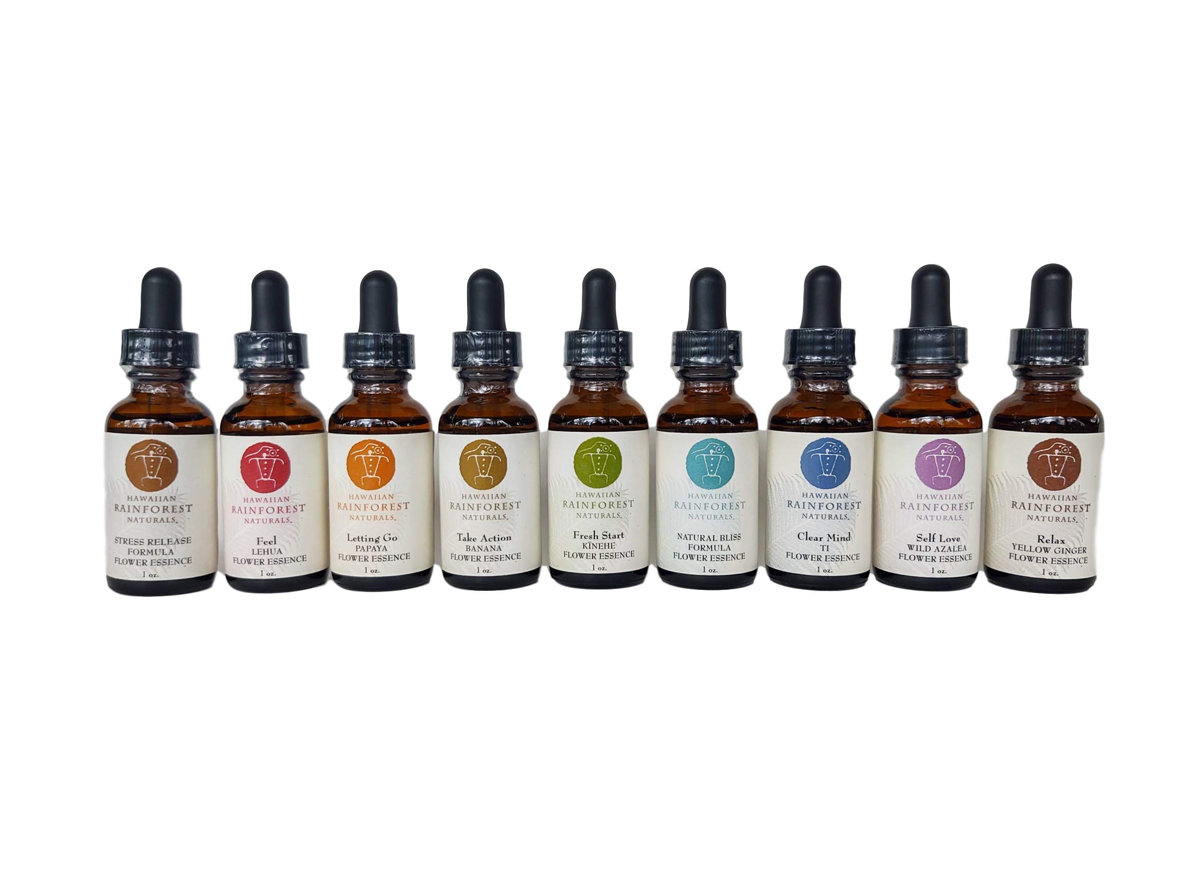 Hawaiian Flower Essences Kit - Full Set of 9 Bottles for Emotional Balance & Wellness | Perfect for Aromatherapy, Meditation & Stress Relief